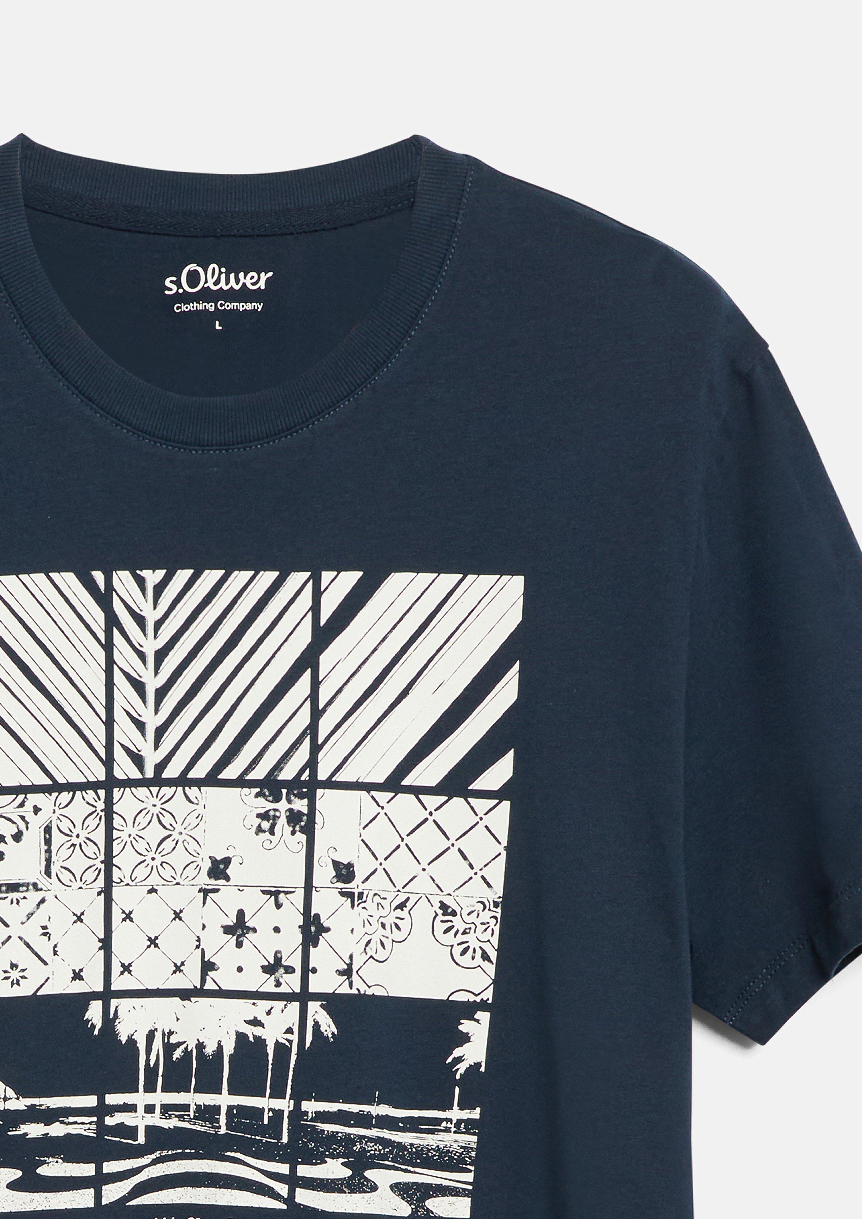 Heren T-shirt in blauw van s.Oliver