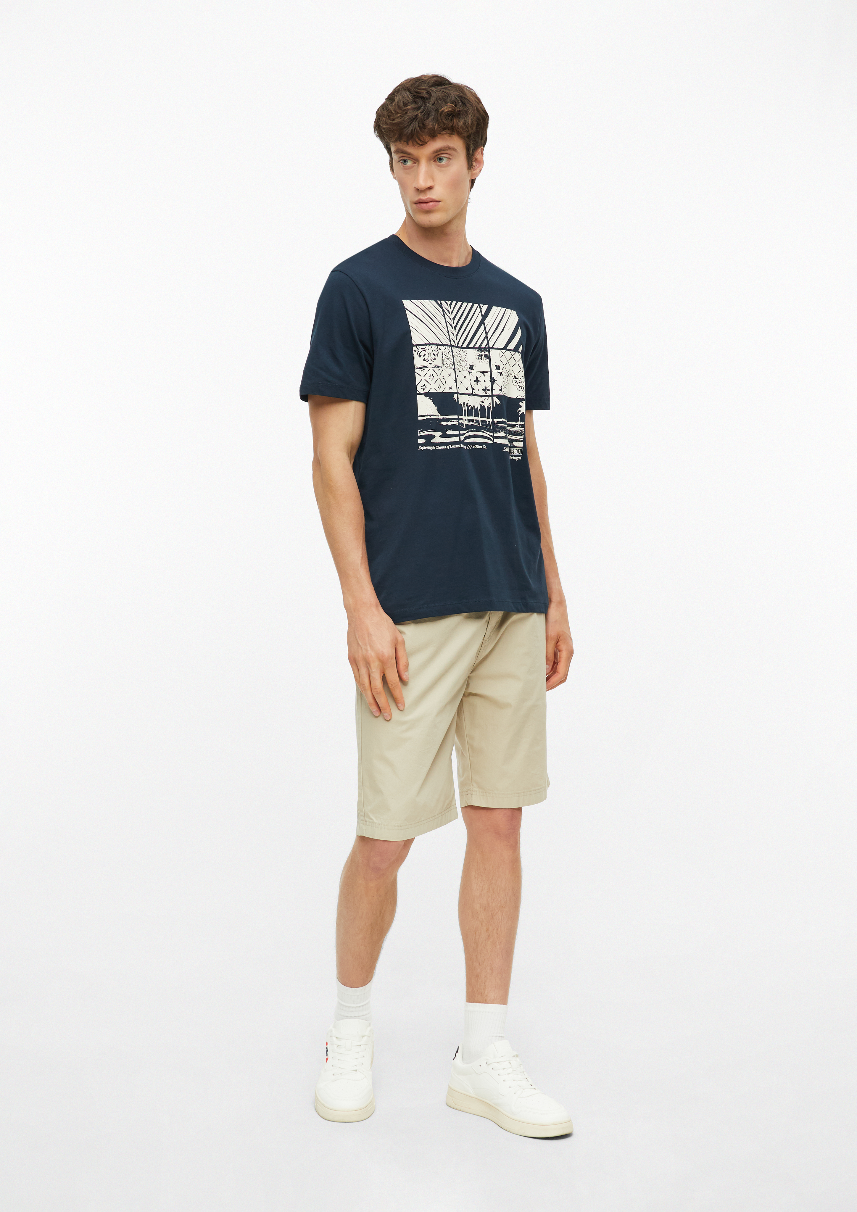 Heren T-shirt in blauw van s.Oliver