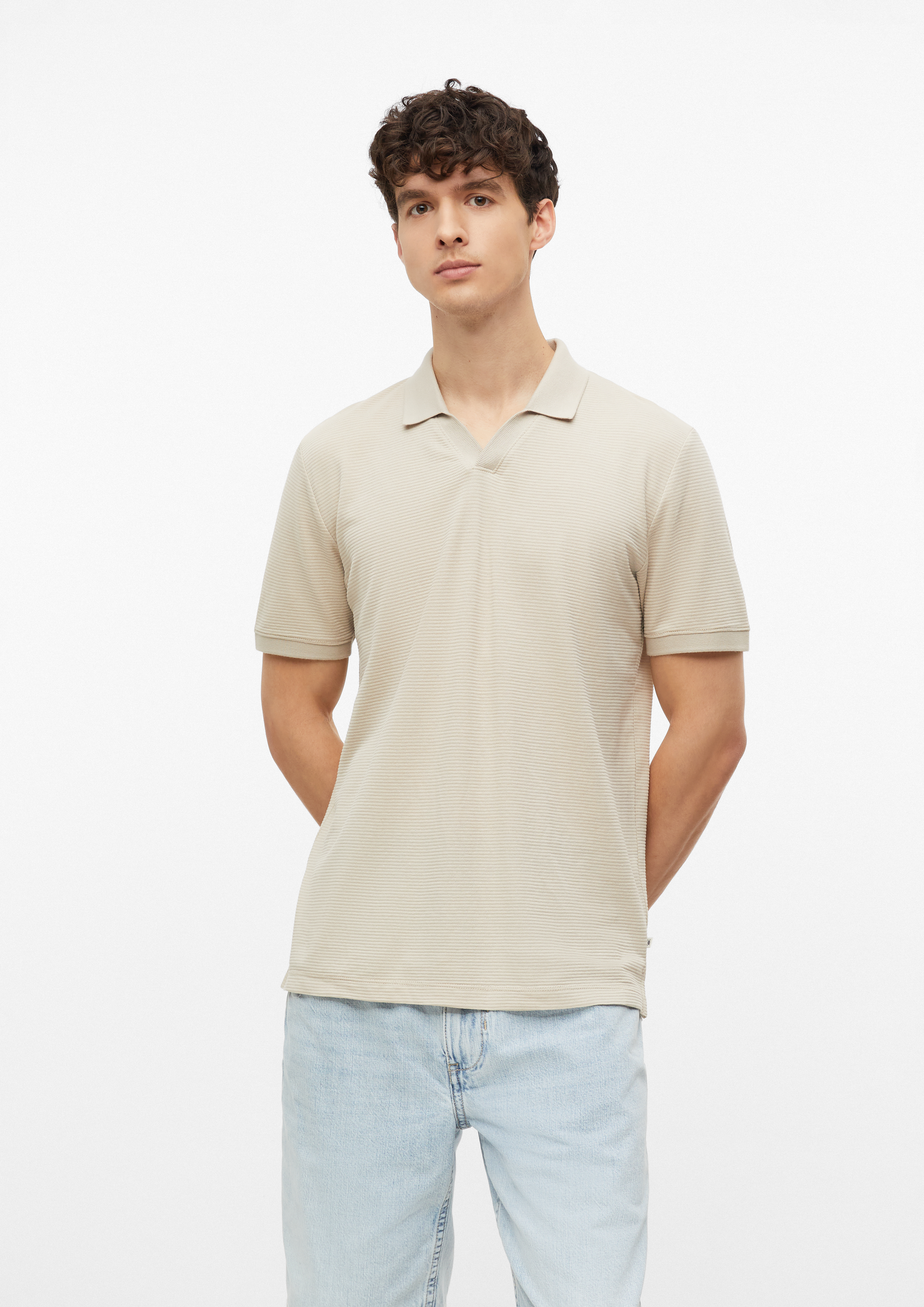 Heren Poloshirt in beige van s.Oliver