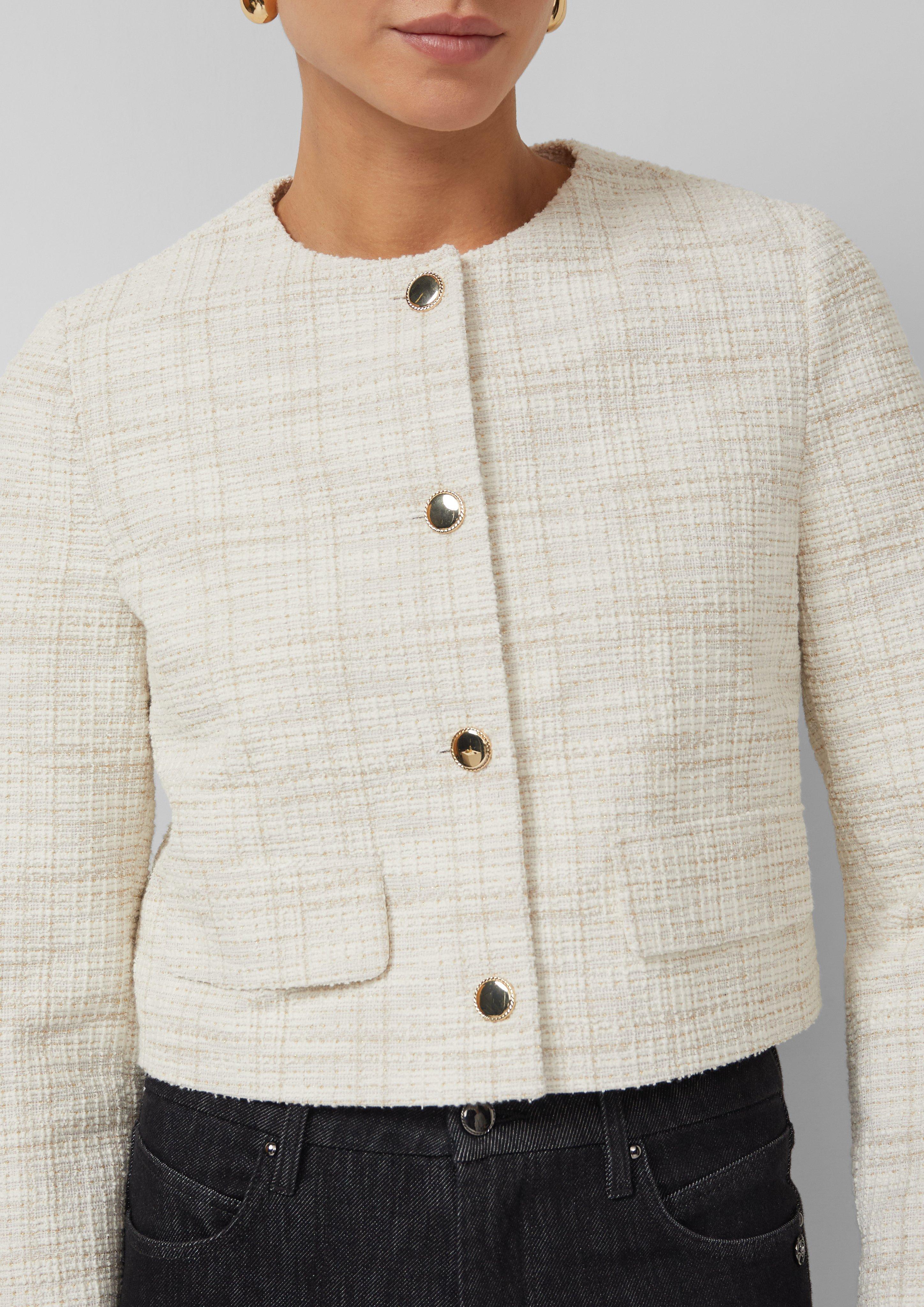 Verkürzte Boucléjacke mit Glitzergarn