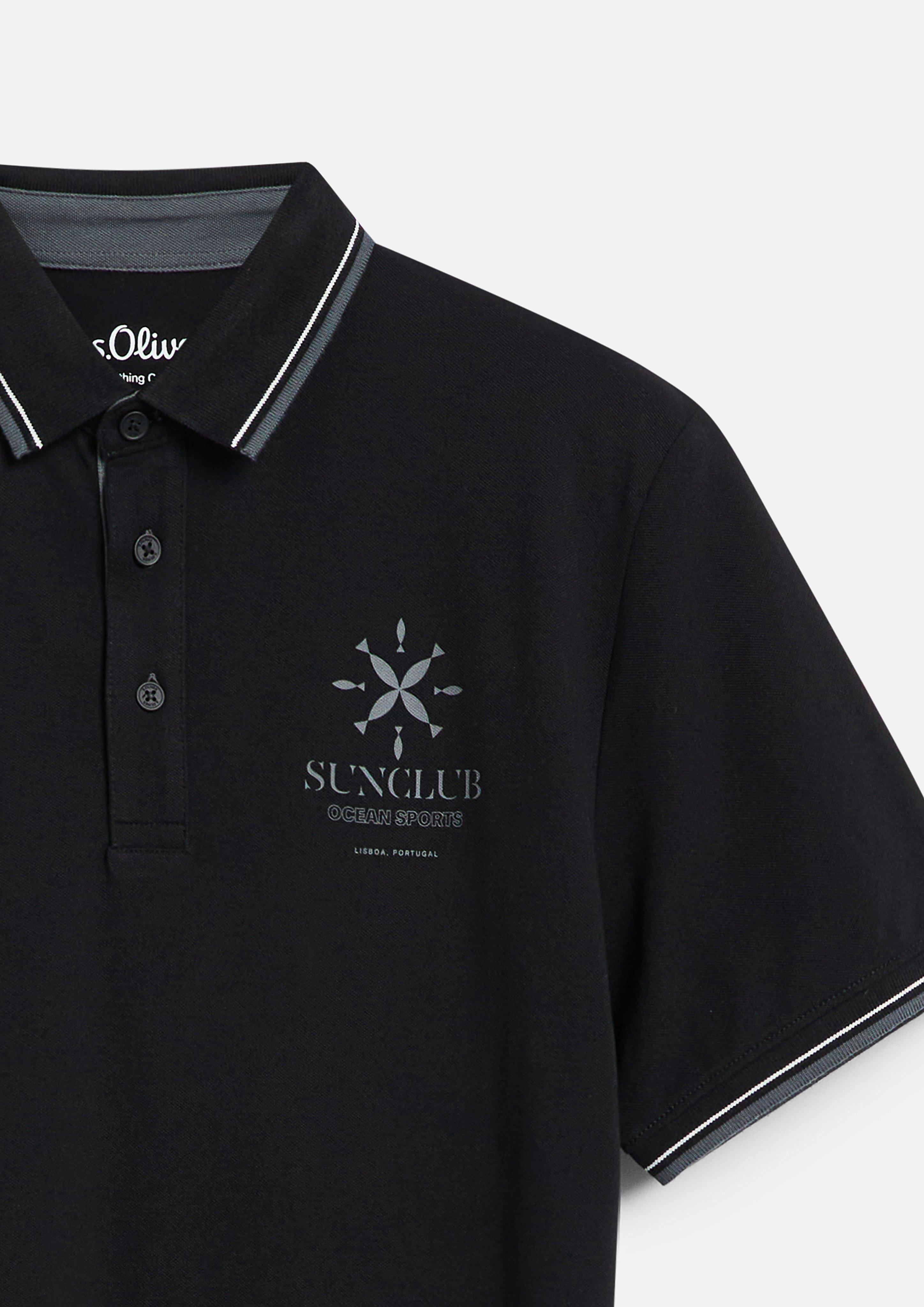 Heren Polo-Shirt in zwart van s.Oliver