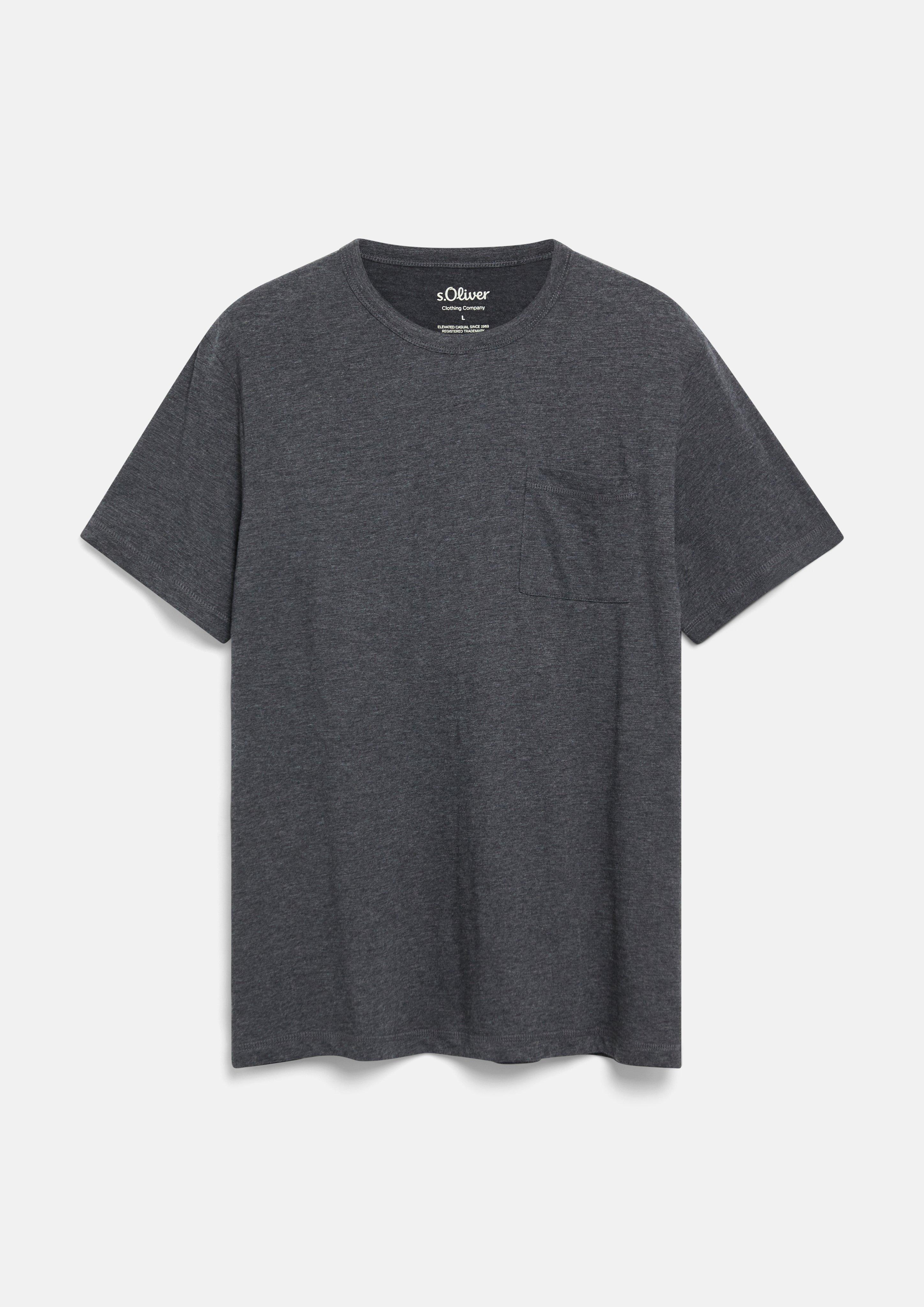 Herren Meliertes T-Shirt aus Baumwollmix mit Brusttasche in  von s.Oliver