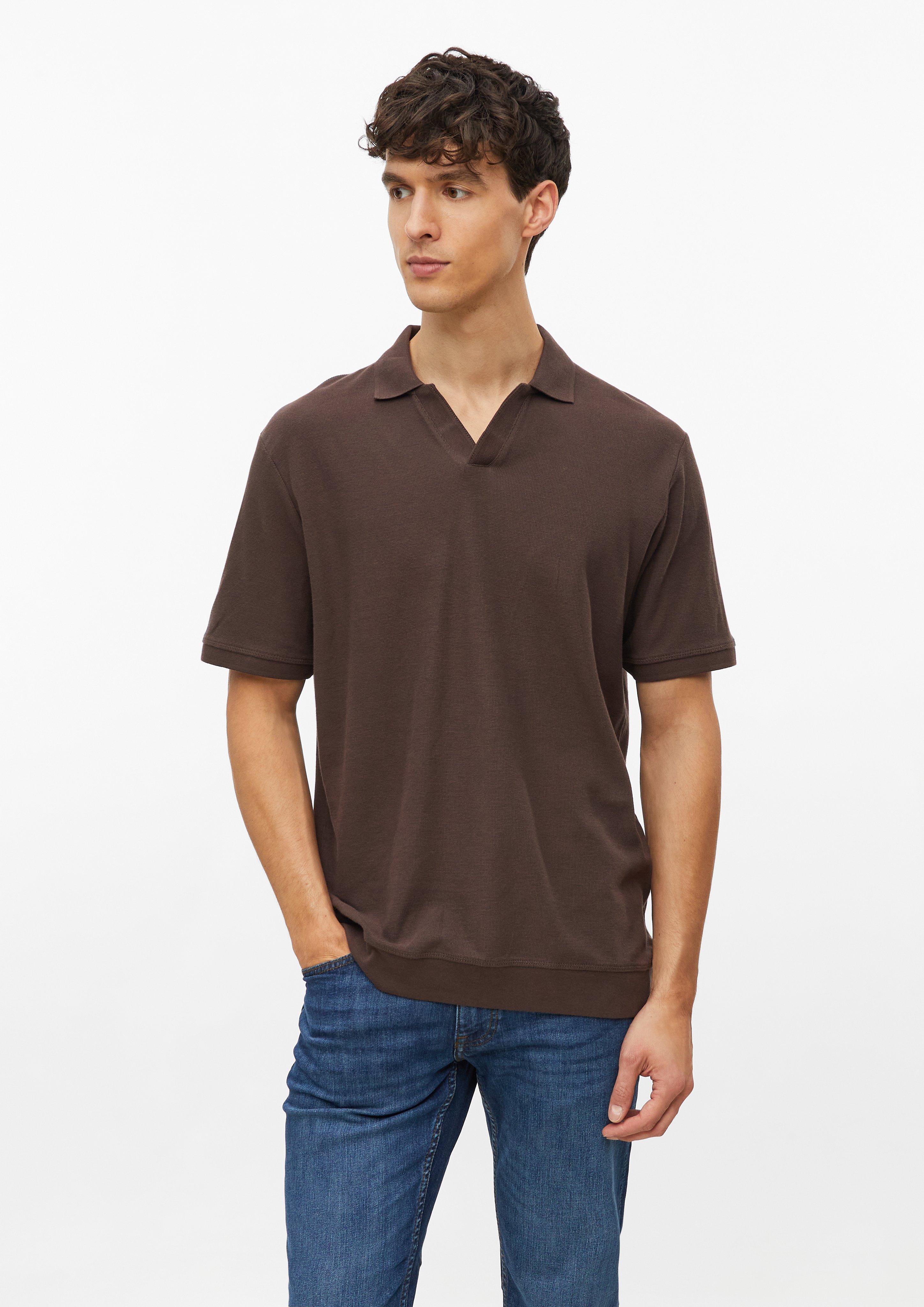 Gestructureerd poloshirt met boorden in donkerbruin van s.Oliver