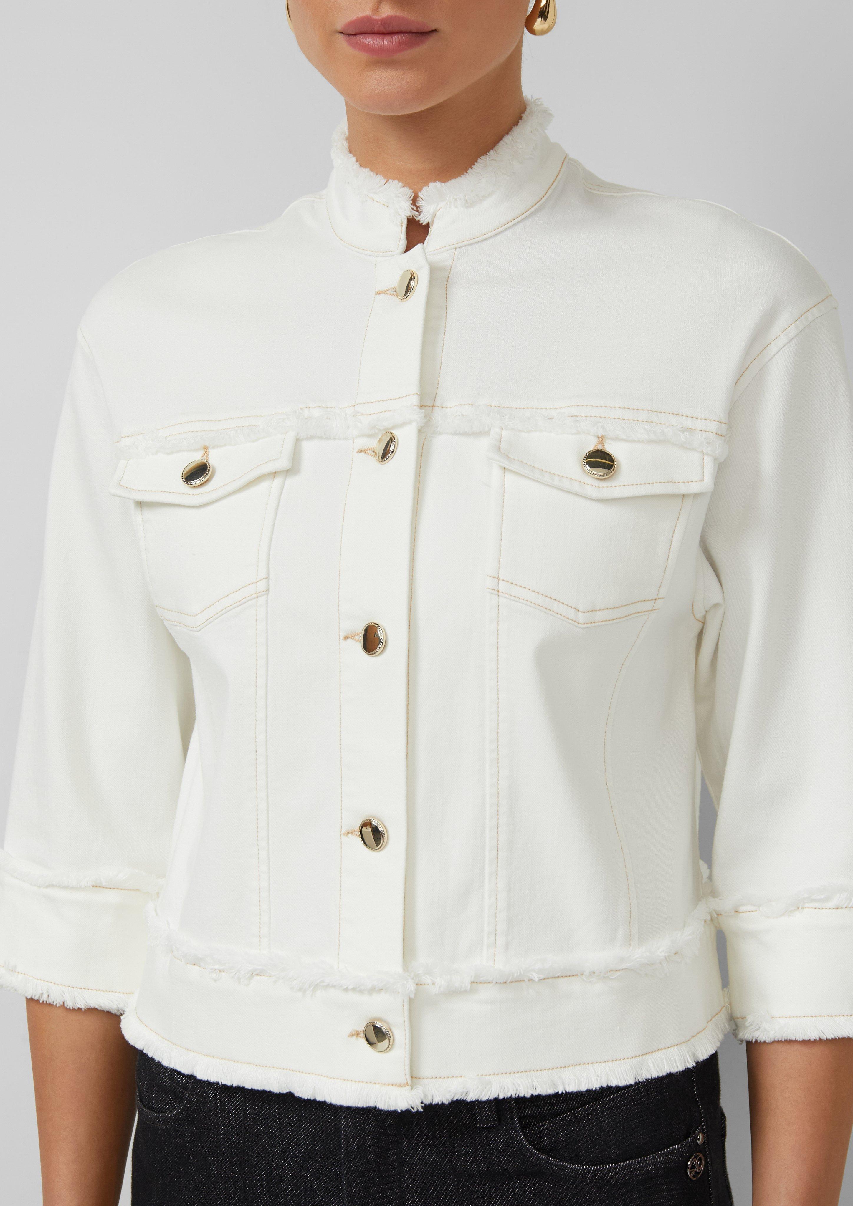 Jacke aus Viskose-Baumwoll-Mix mit Fransen