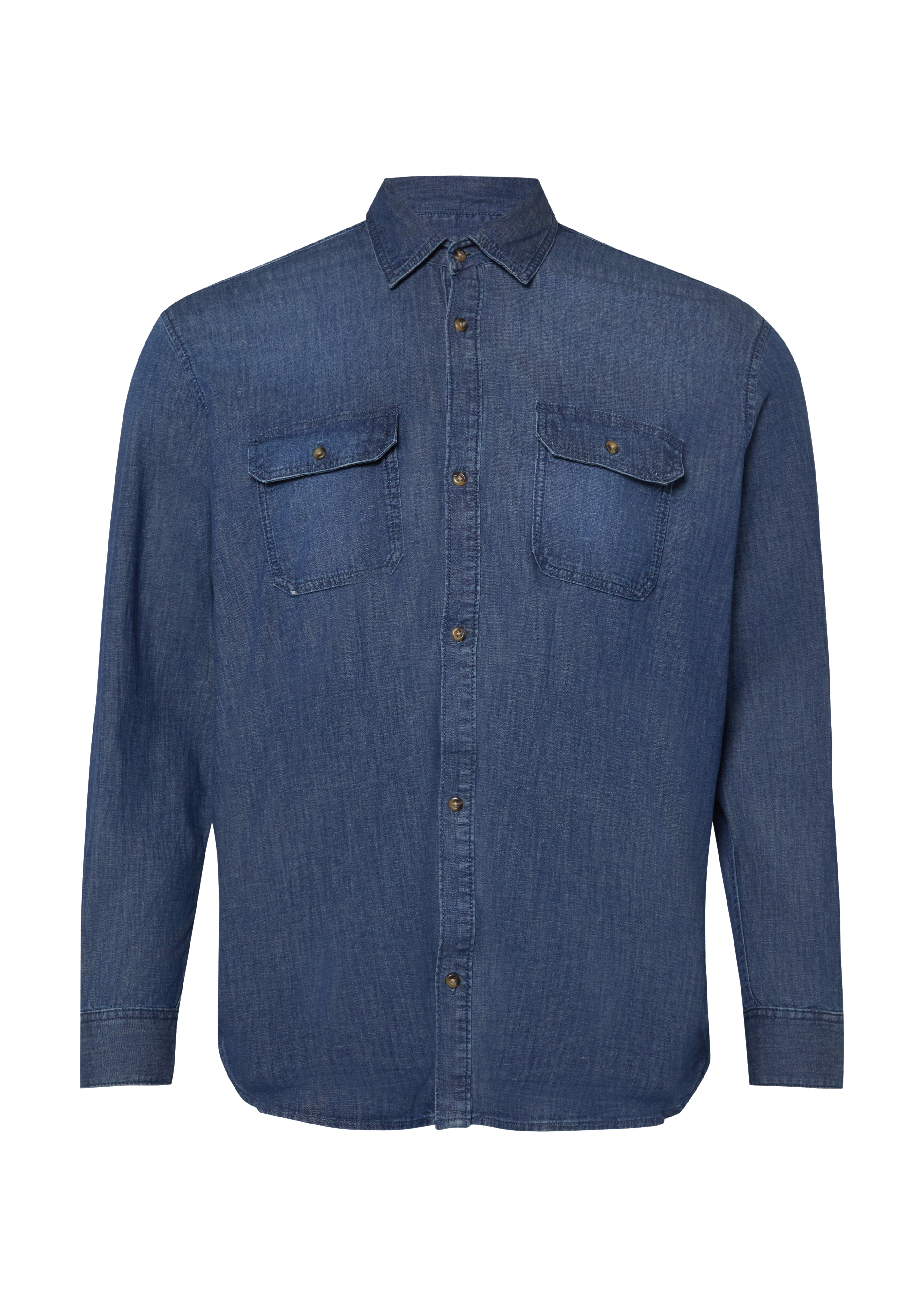 Regular Fit: Langarm-Denimhemd aus reiner Baumwolle
