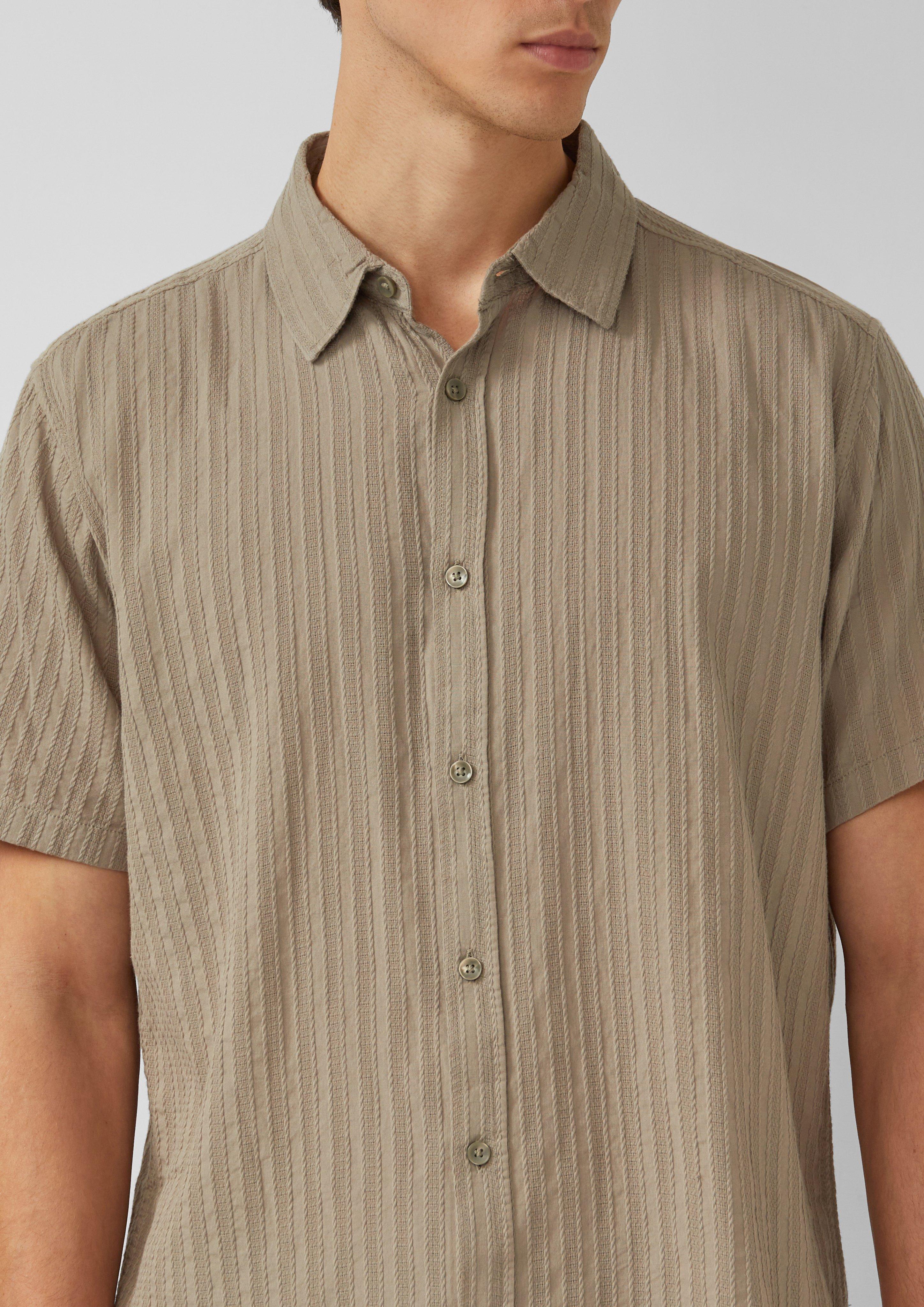 Regular Fit: Kurzarmhemd mit Strukturstreifen