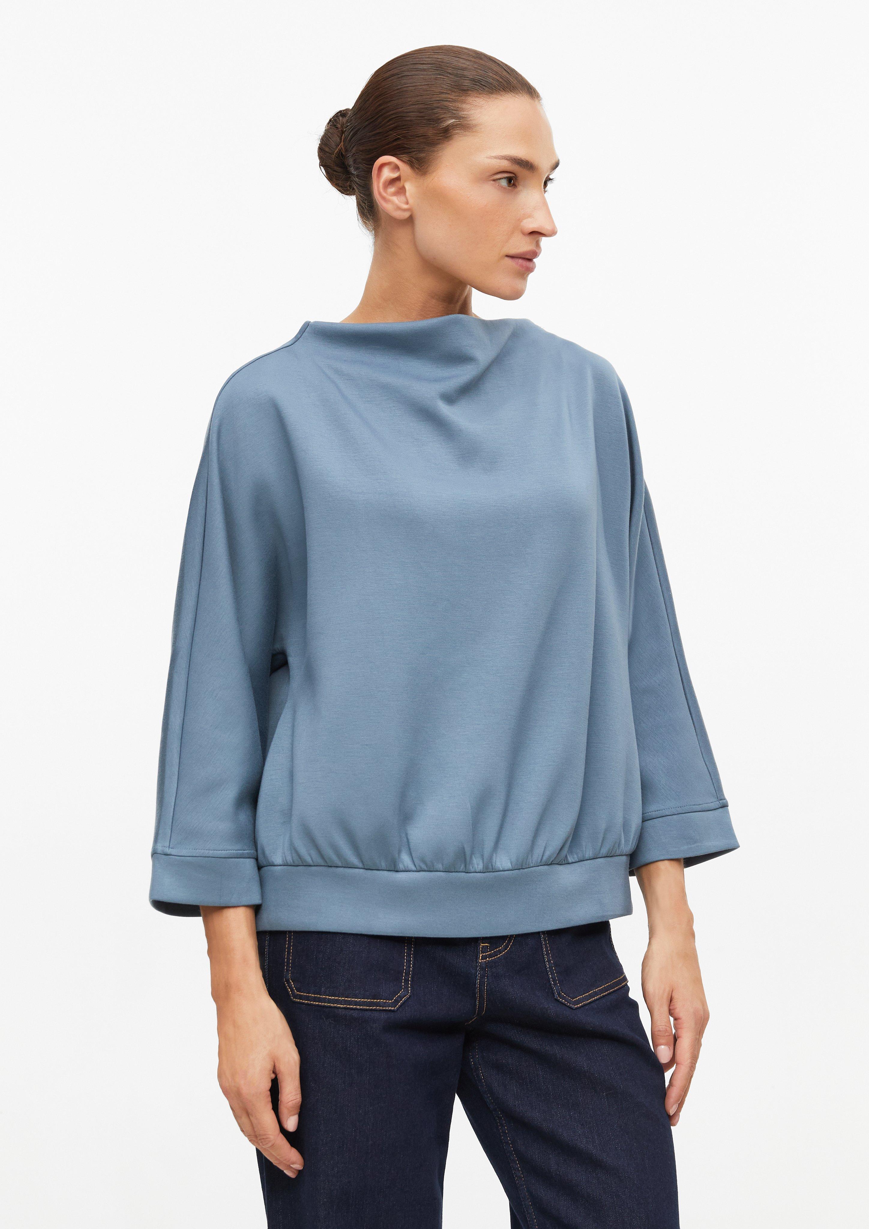 Scuba-sweatshirt met watervalhals en 3/4-mouwen in vaalblauw van s.Oliver BLACK LABEL