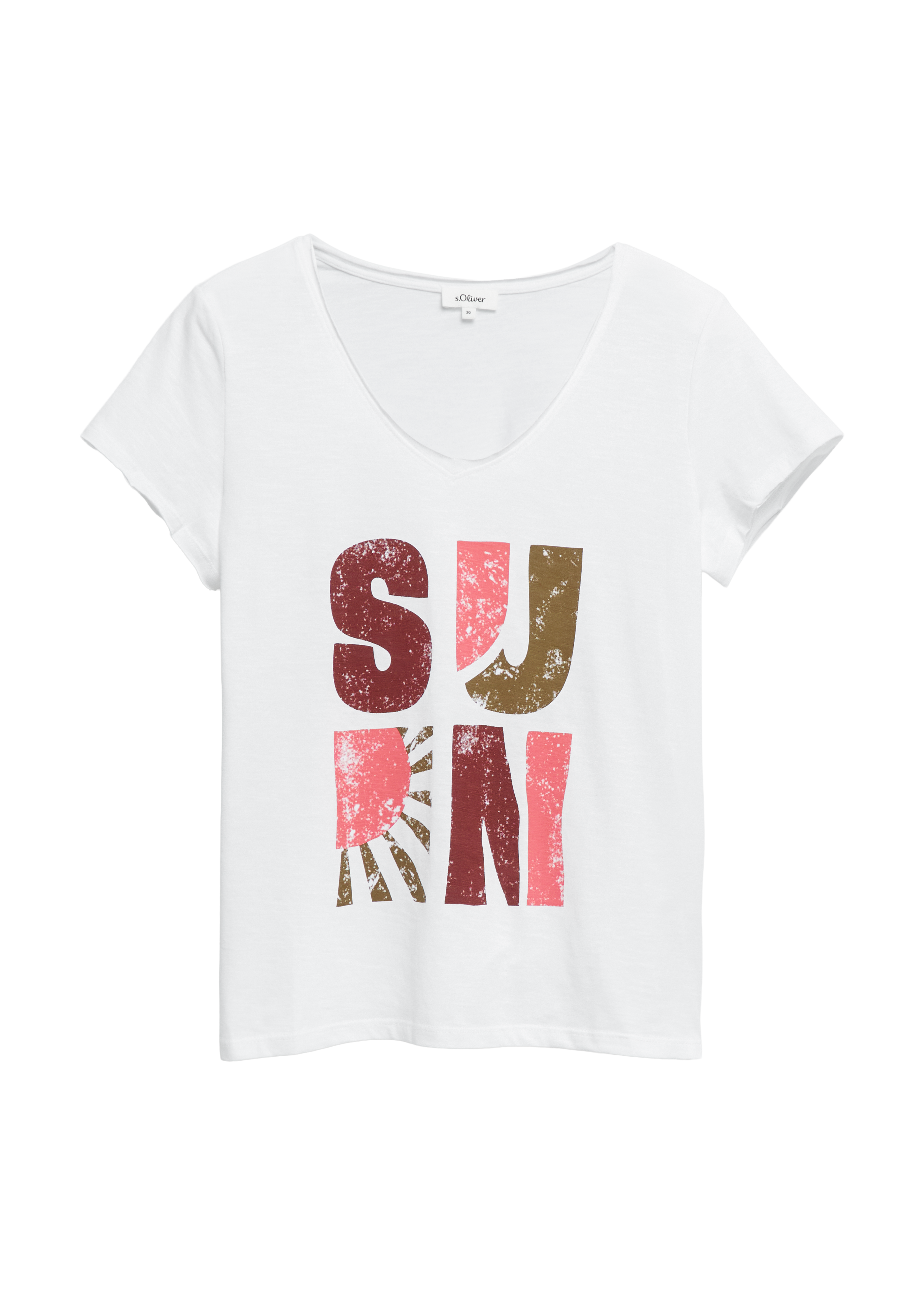 s.Oliver T-Shirt mit Flammgarnstruktur und Print 2178618.01D1.34