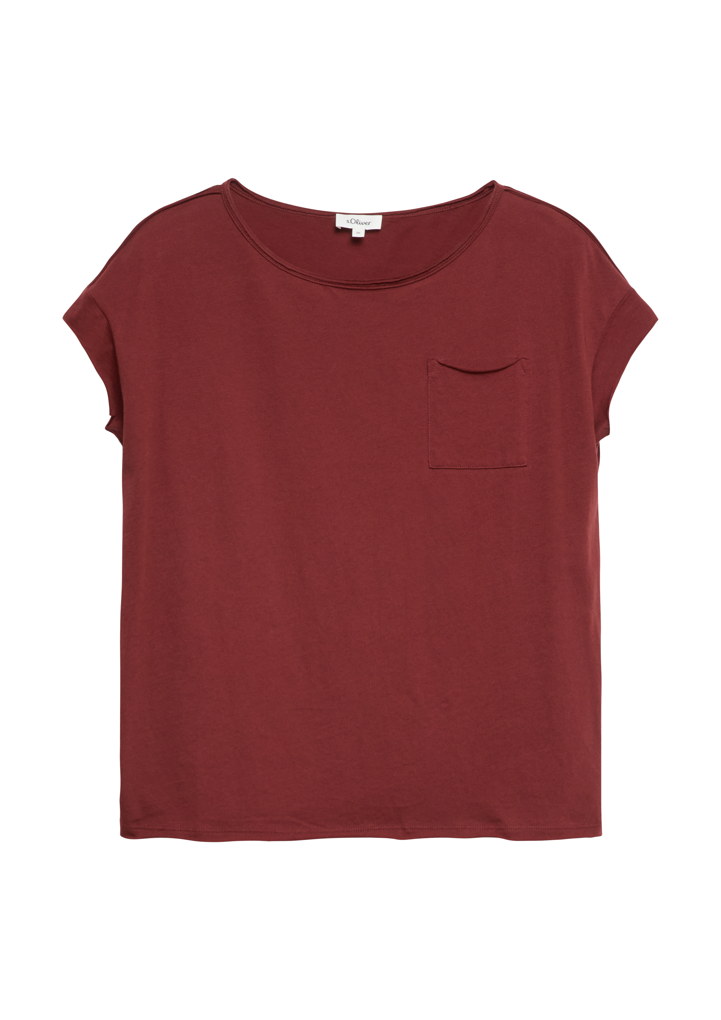 s.Oliver Jersey-Shirt Mit Offenen Kanten Und Brusttasche