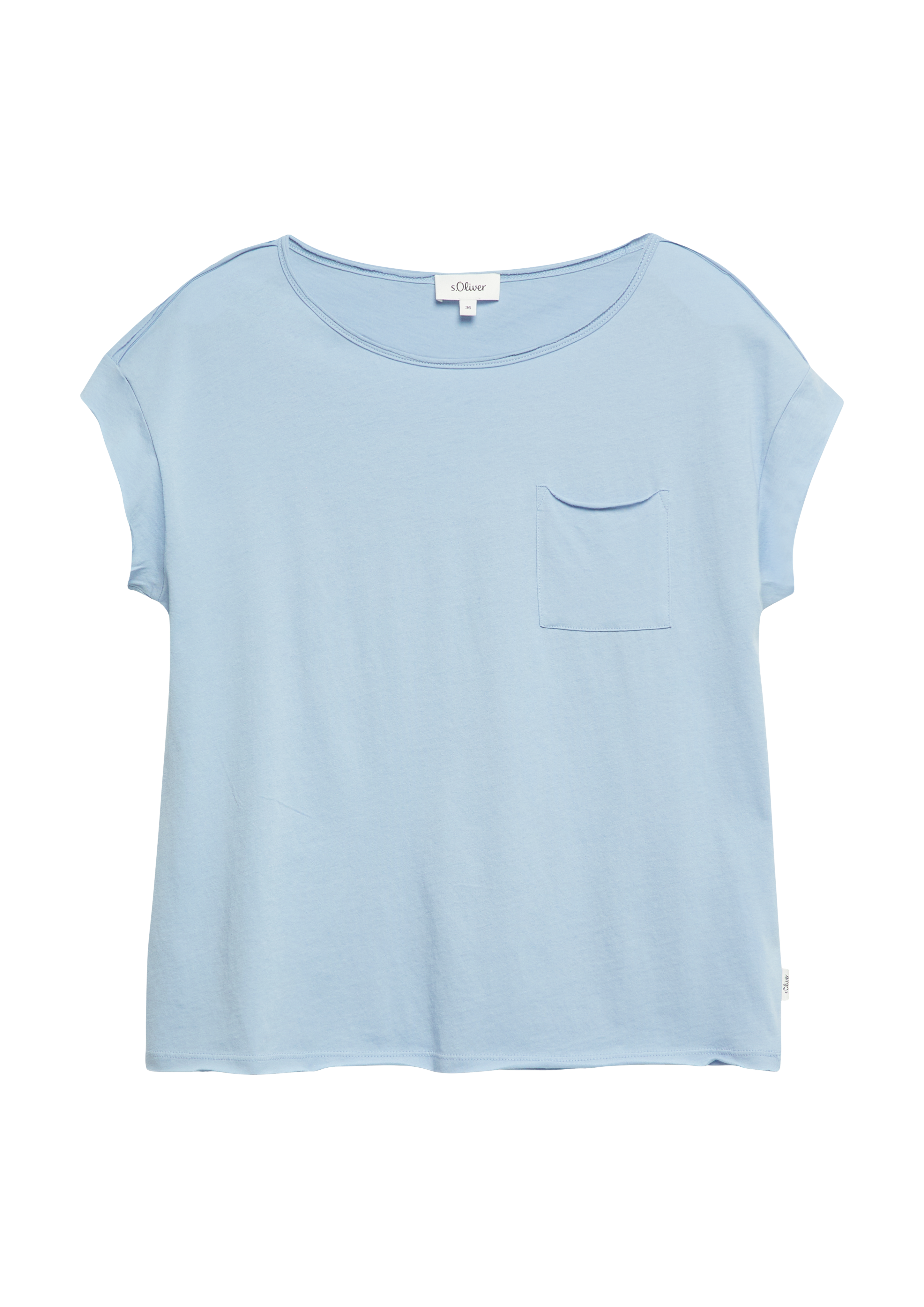 Jersey shirt met open randen en borstzak