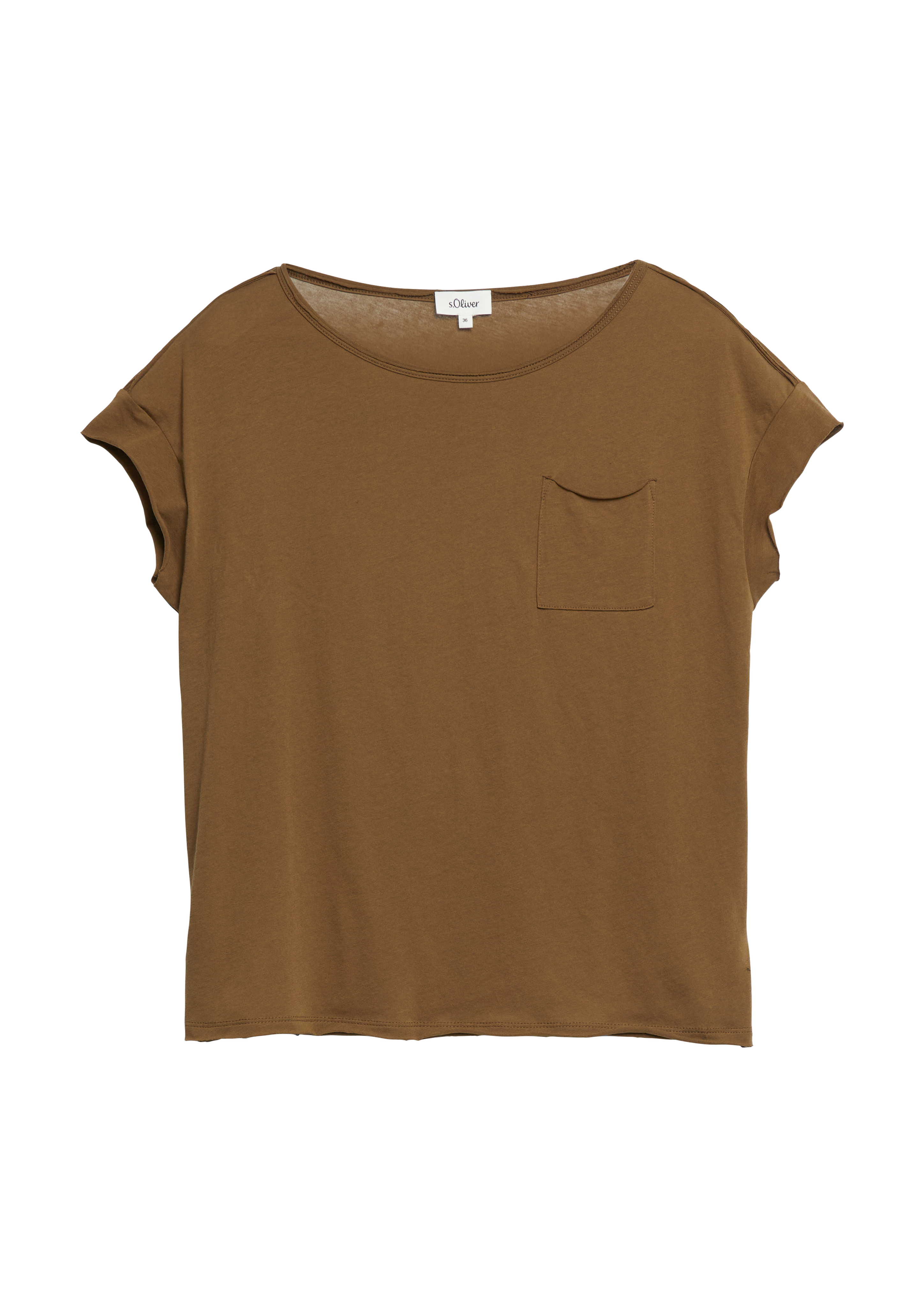 s.Oliver Jersey-Shirt Mit Offenen Kanten Und Brusttasche