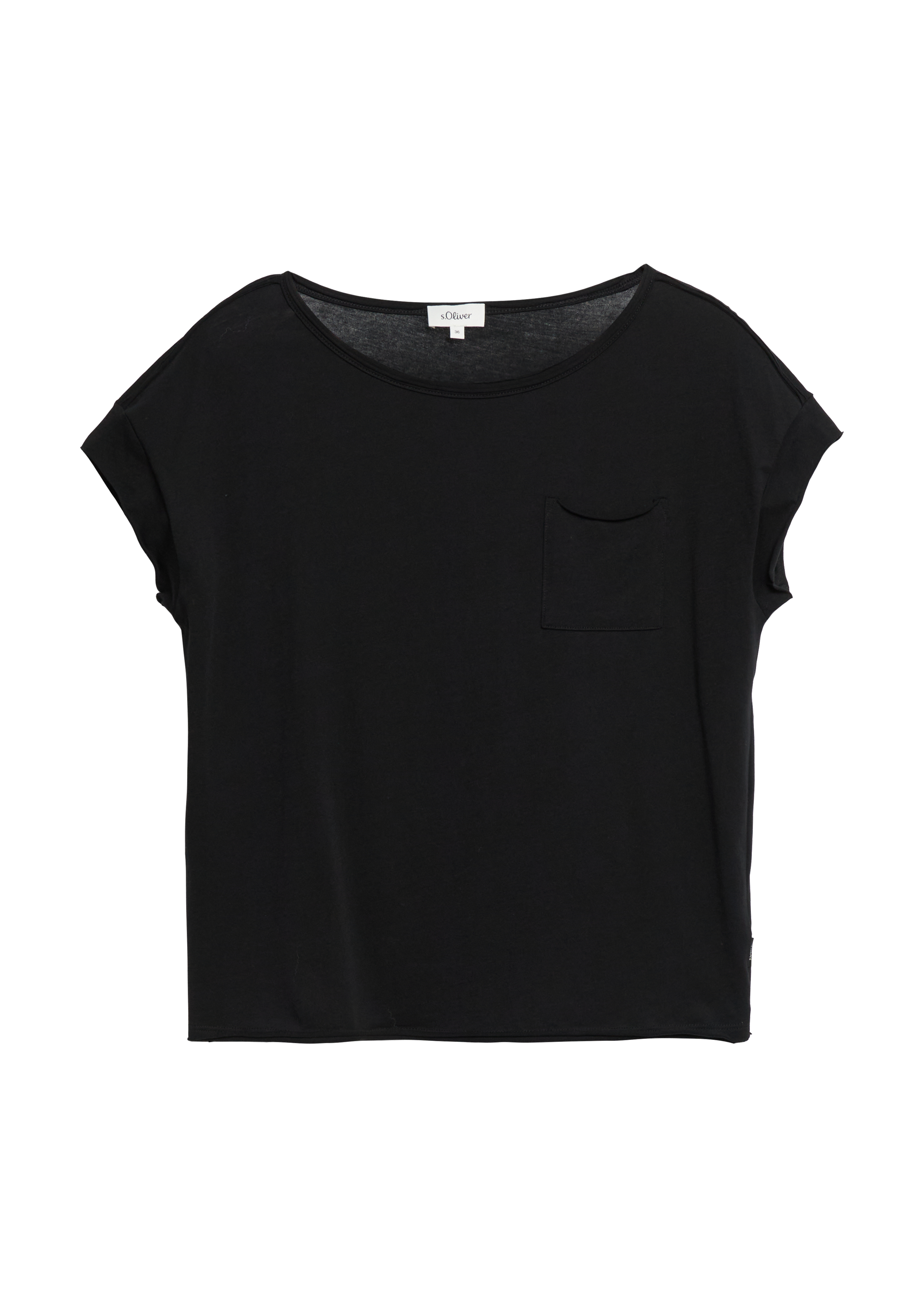 Jersey shirt met open randen en borstzak