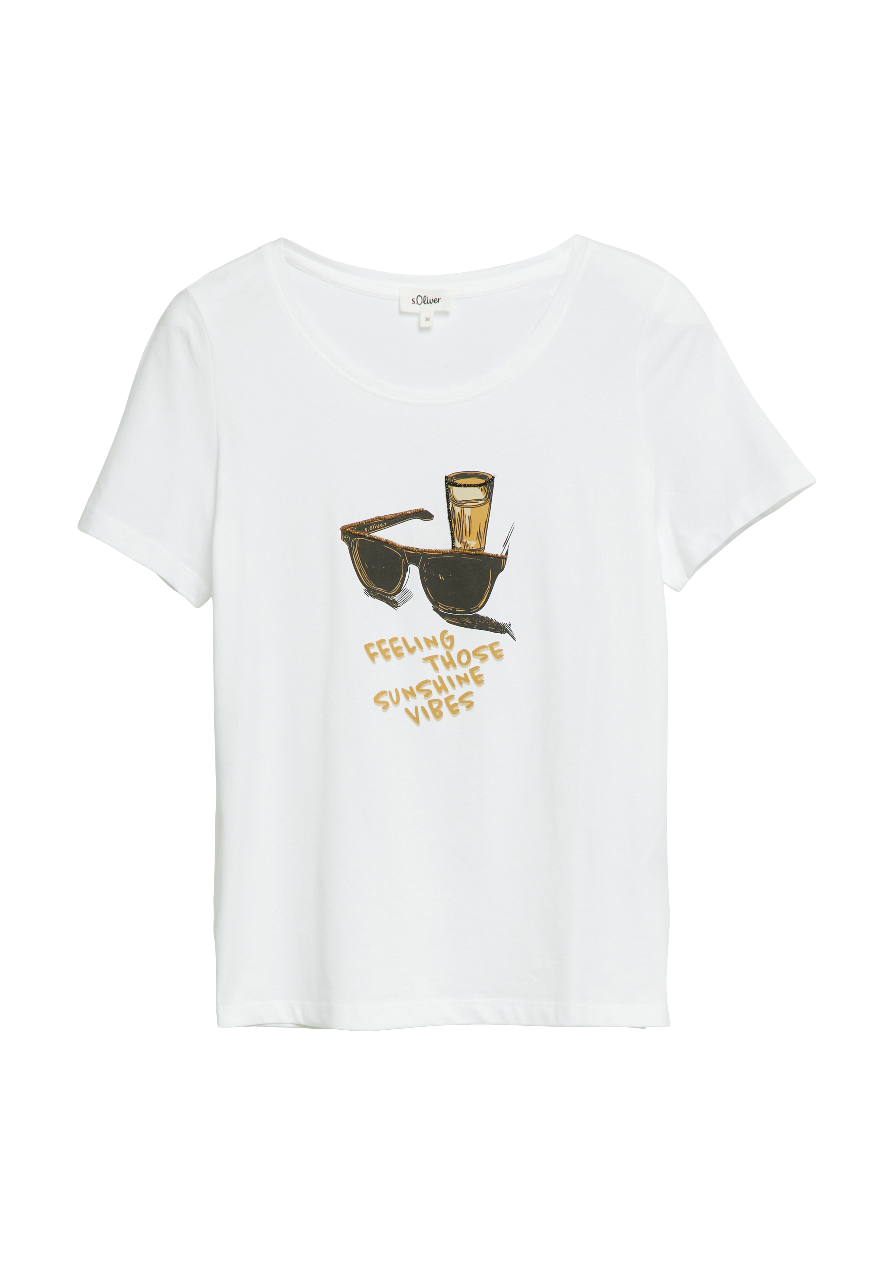 T-Shirt mit Print und Schmuckdetails