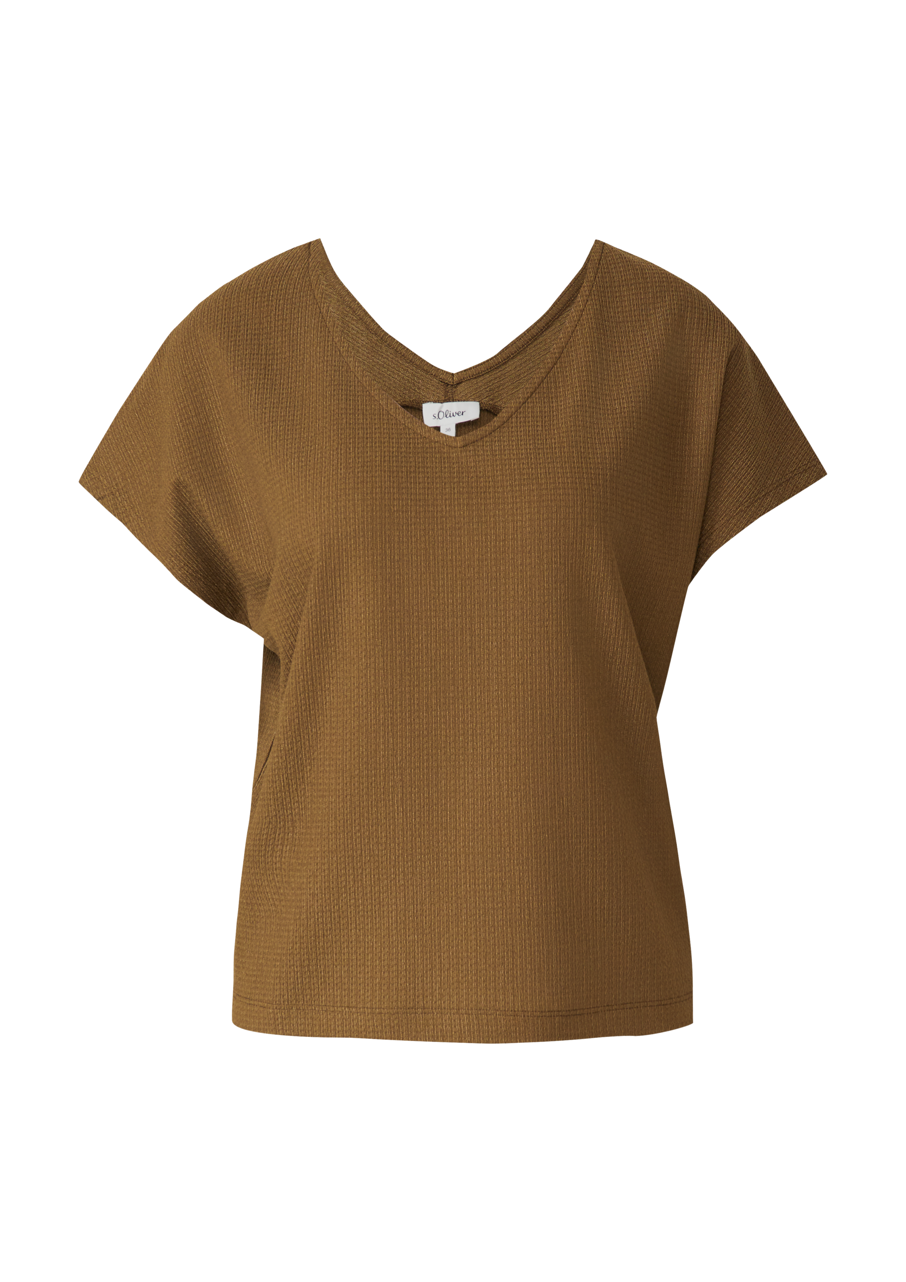 Gestructureerd T-shirt met V-hals in een ontspannen pasvorm
