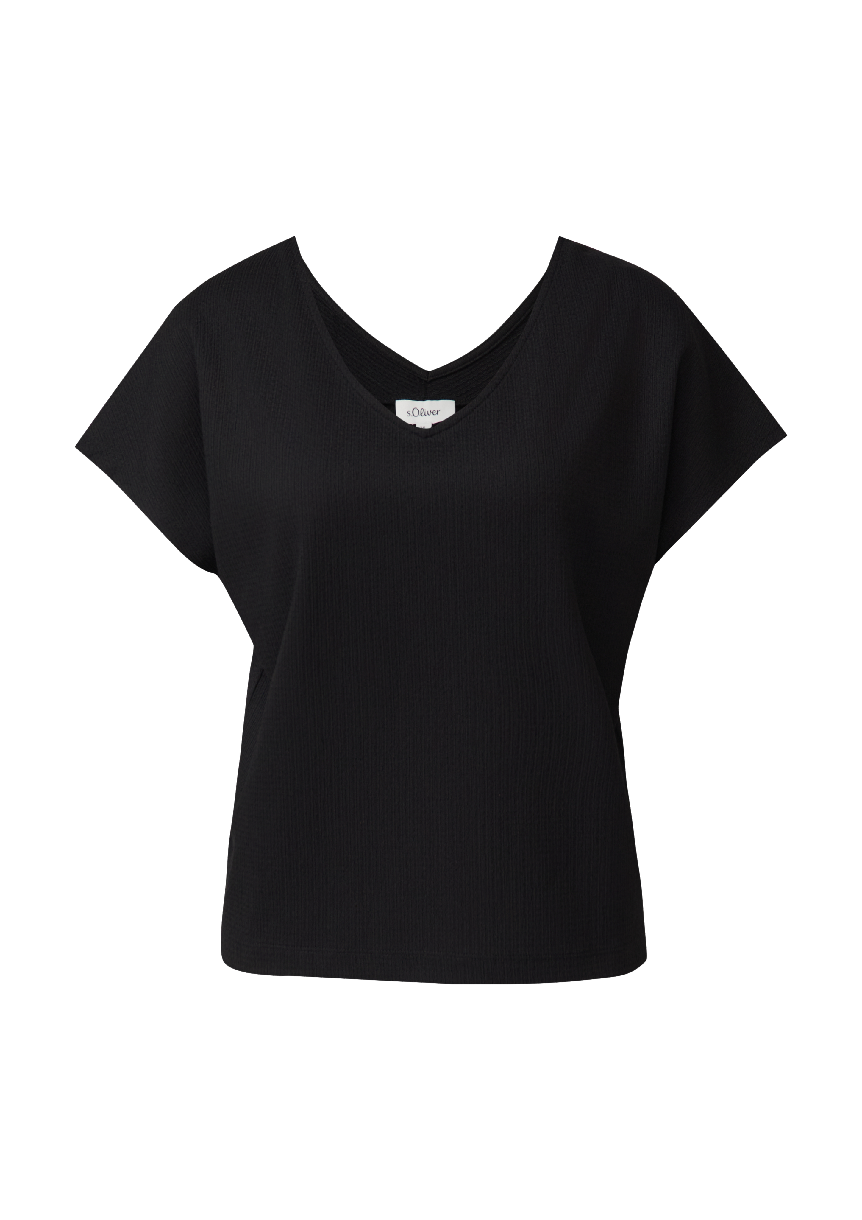 Gestructureerd T-shirt met V-hals in een ontspannen pasvorm