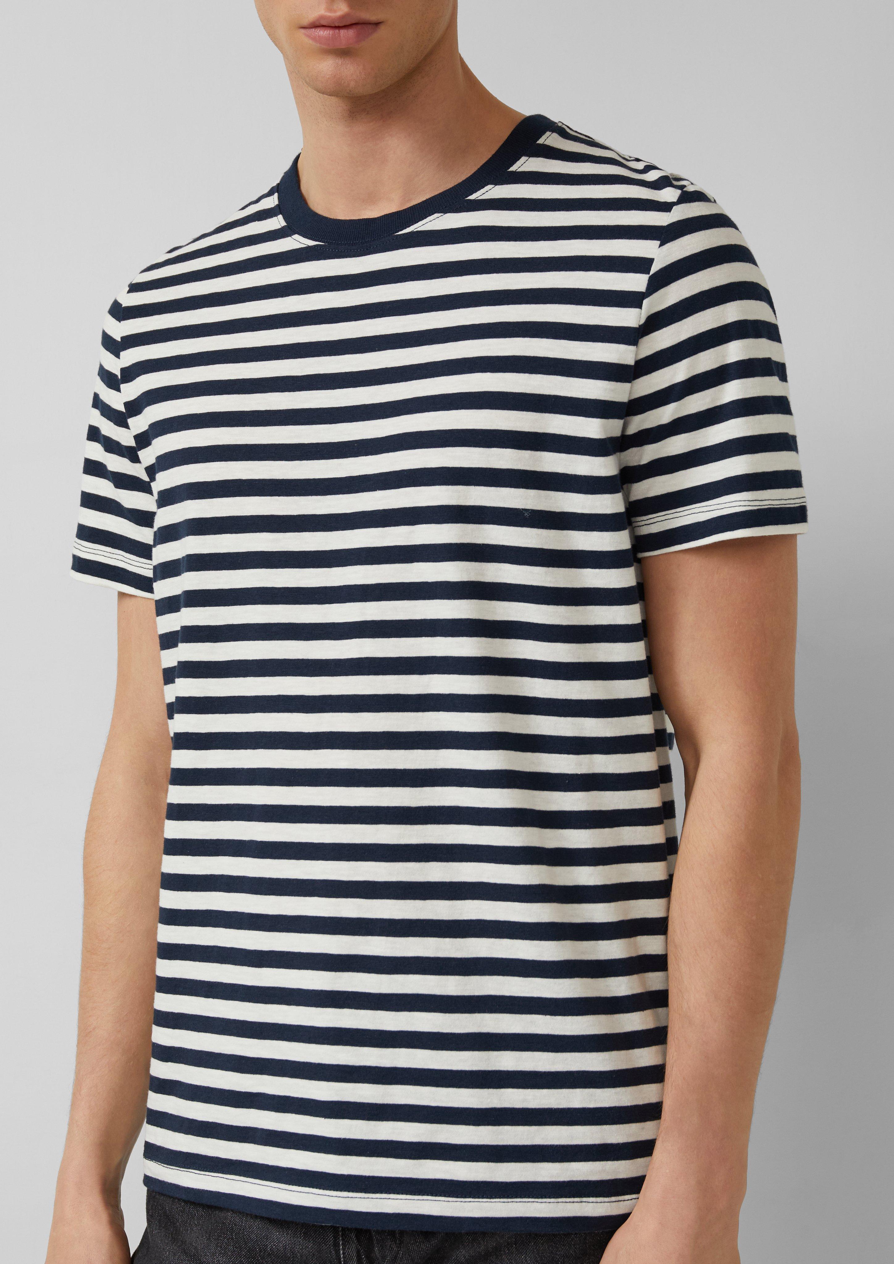 Gestreiftes T-Shirt in Flammgarnstruktur