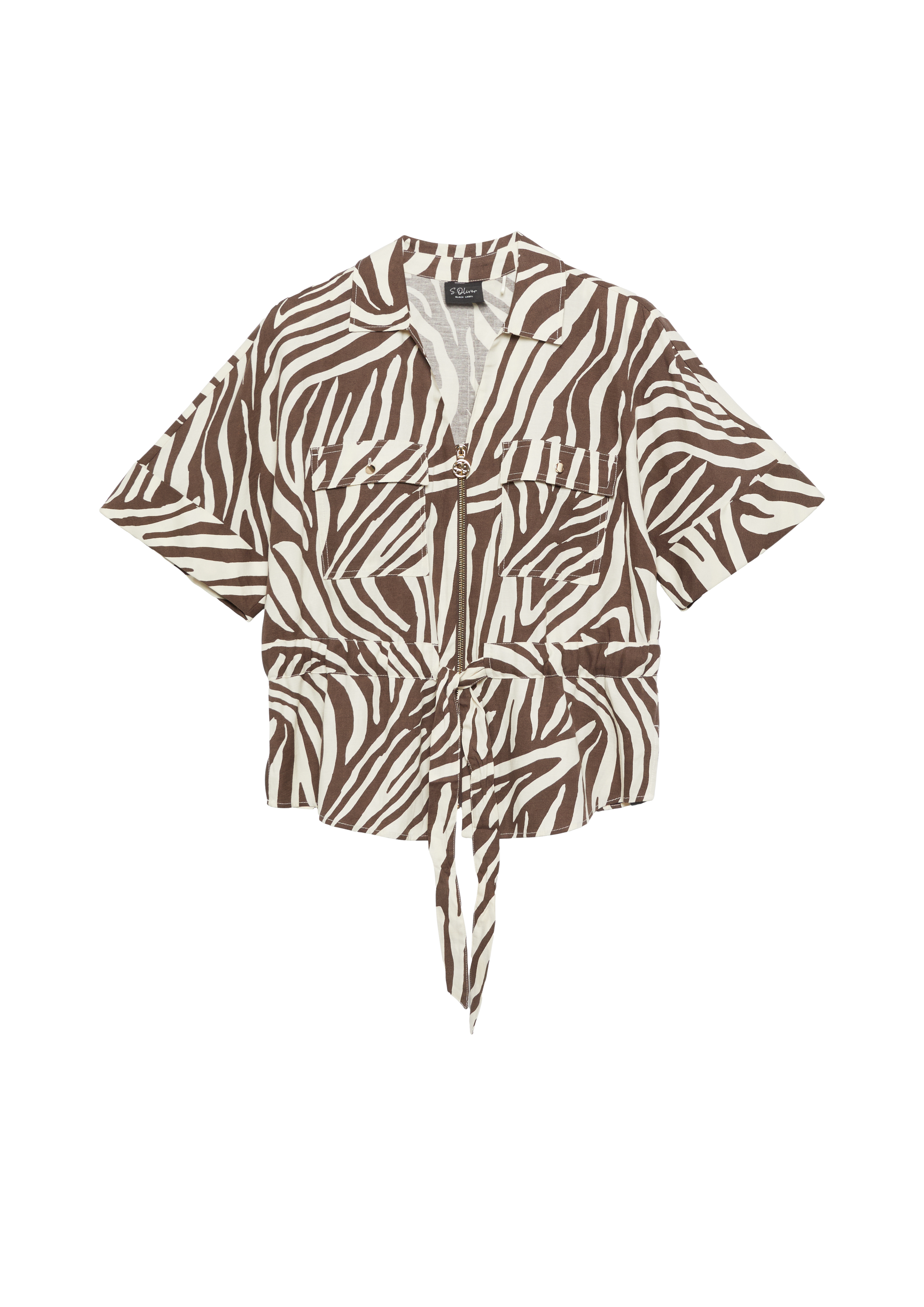 Blusenjacke aus Leinenmix mit regulierbarer Taille 