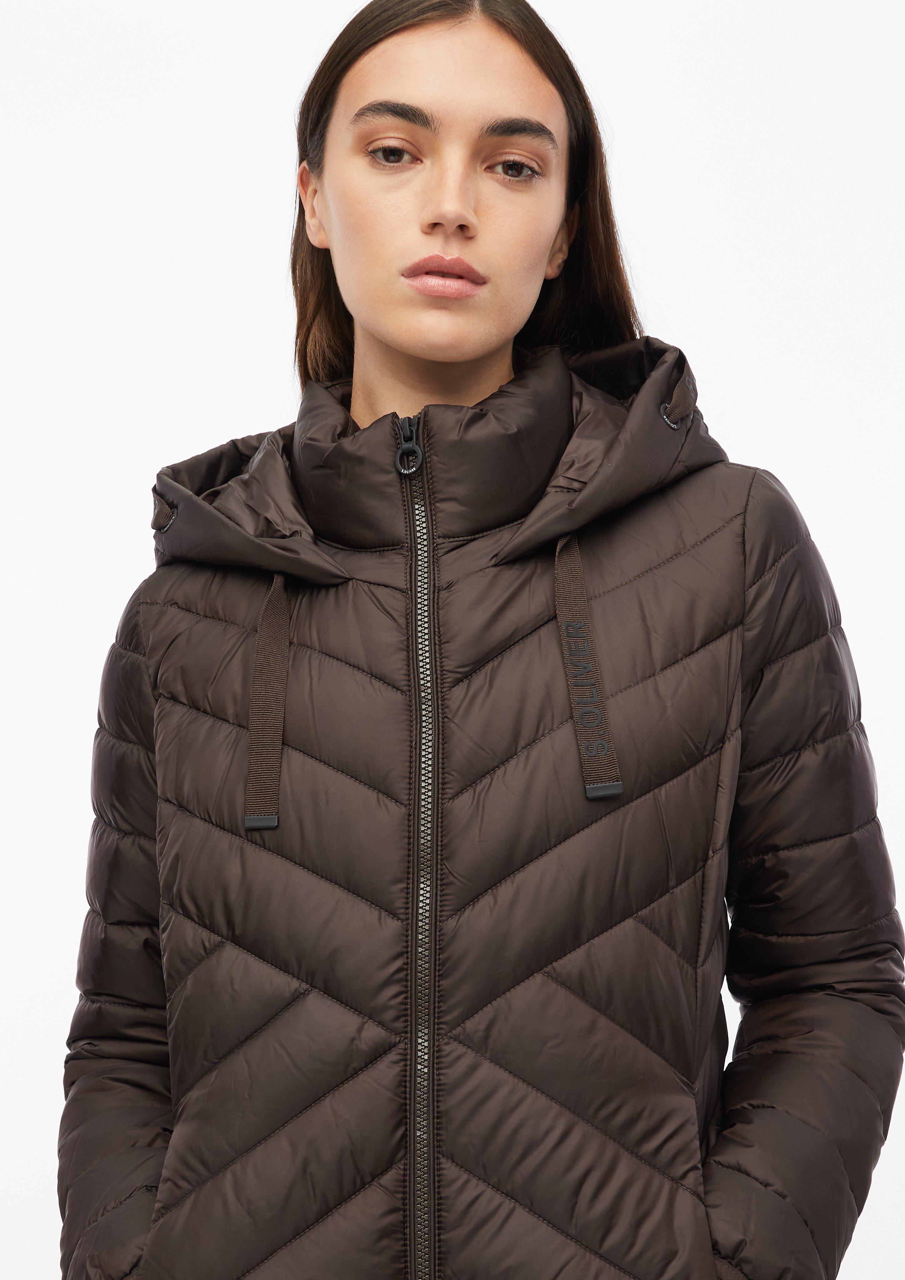 Women Lightweight Quilted Jacket with Hood in brown by s.Oliver