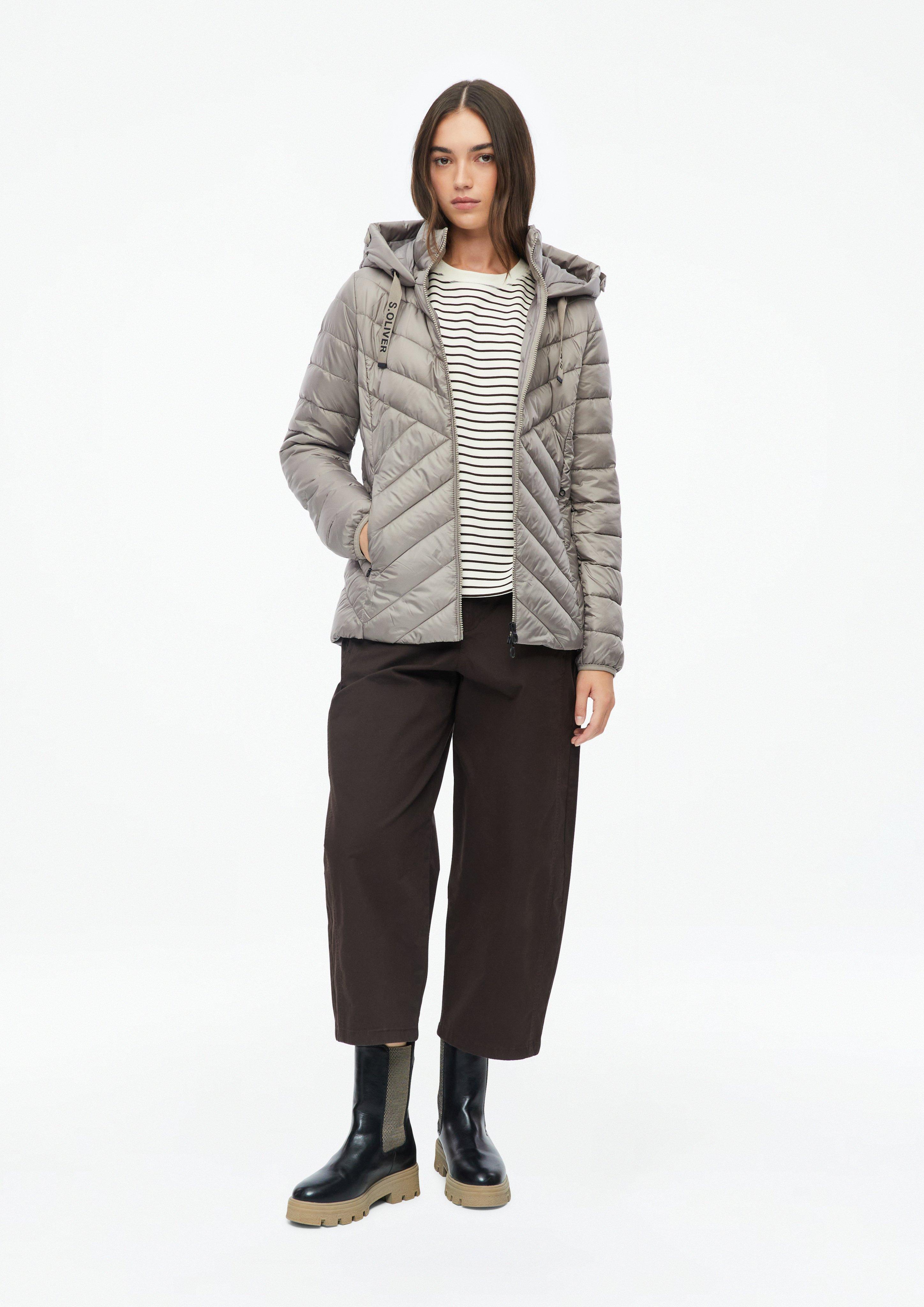 Women Lightweight Quilted Jacket with Hood in beige by s.Oliver