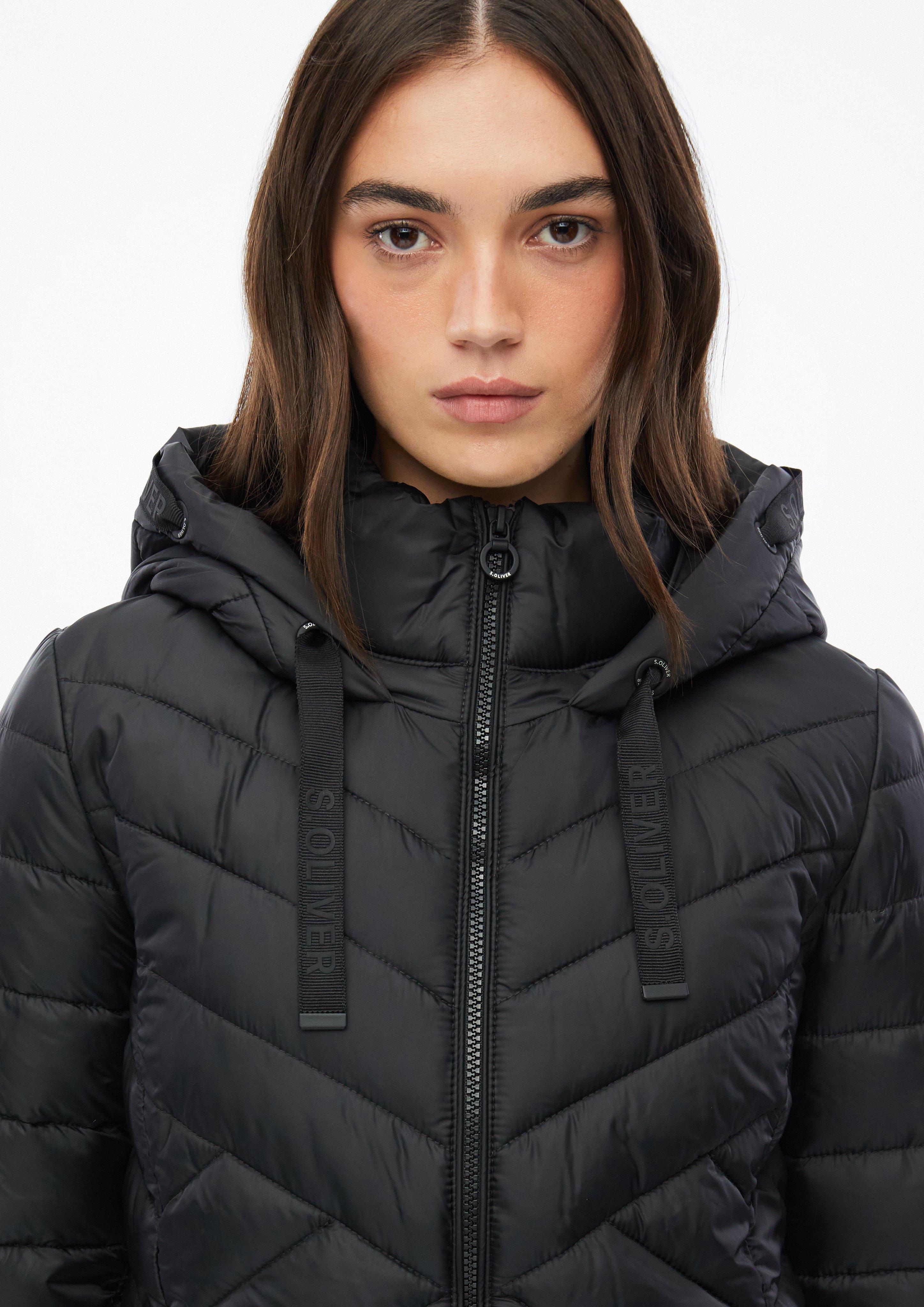 Women Lightweight Quilted Jacket with Hood in black by s.Oliver