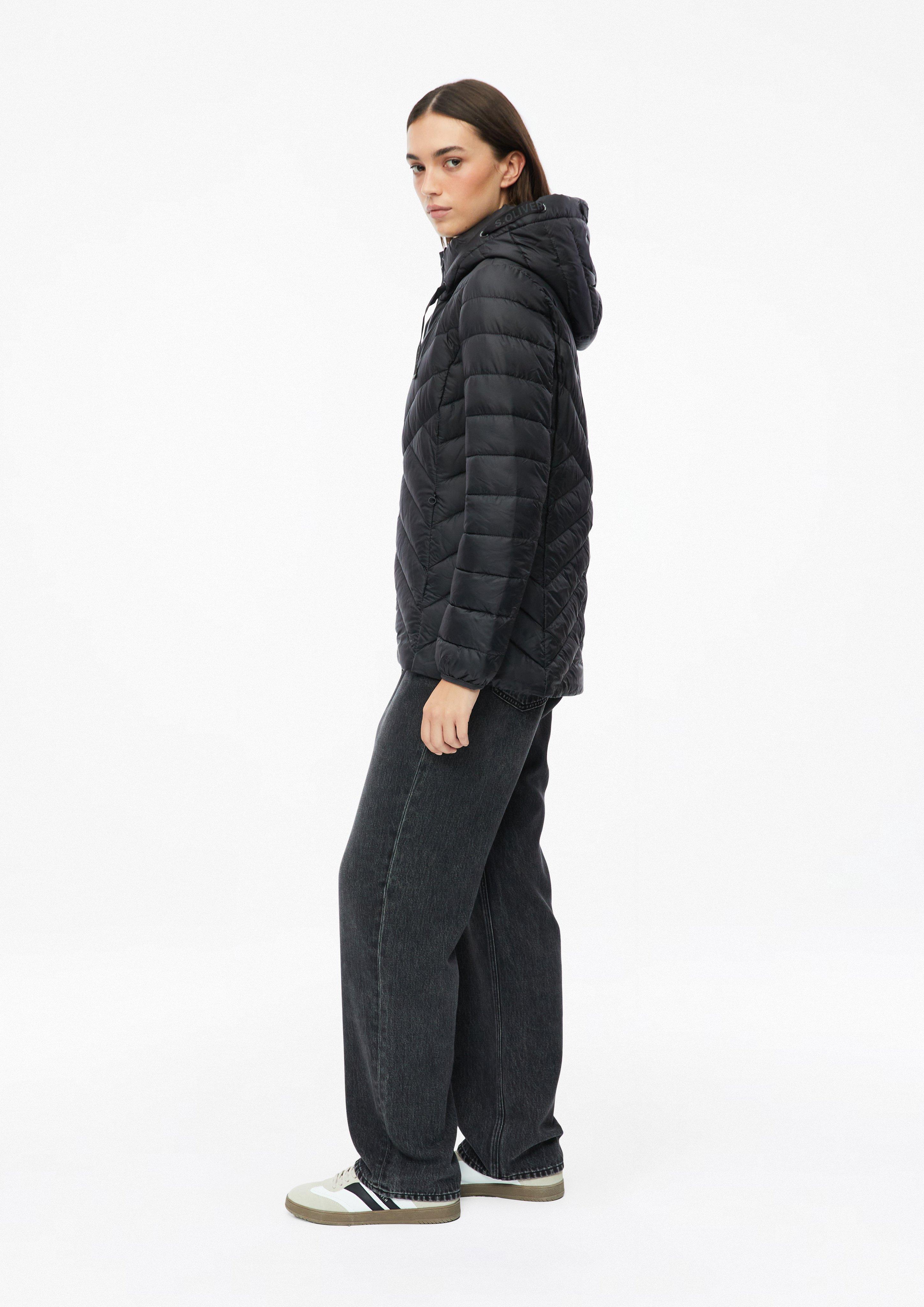 Women Lightweight Quilted Jacket with Hood in black by s.Oliver