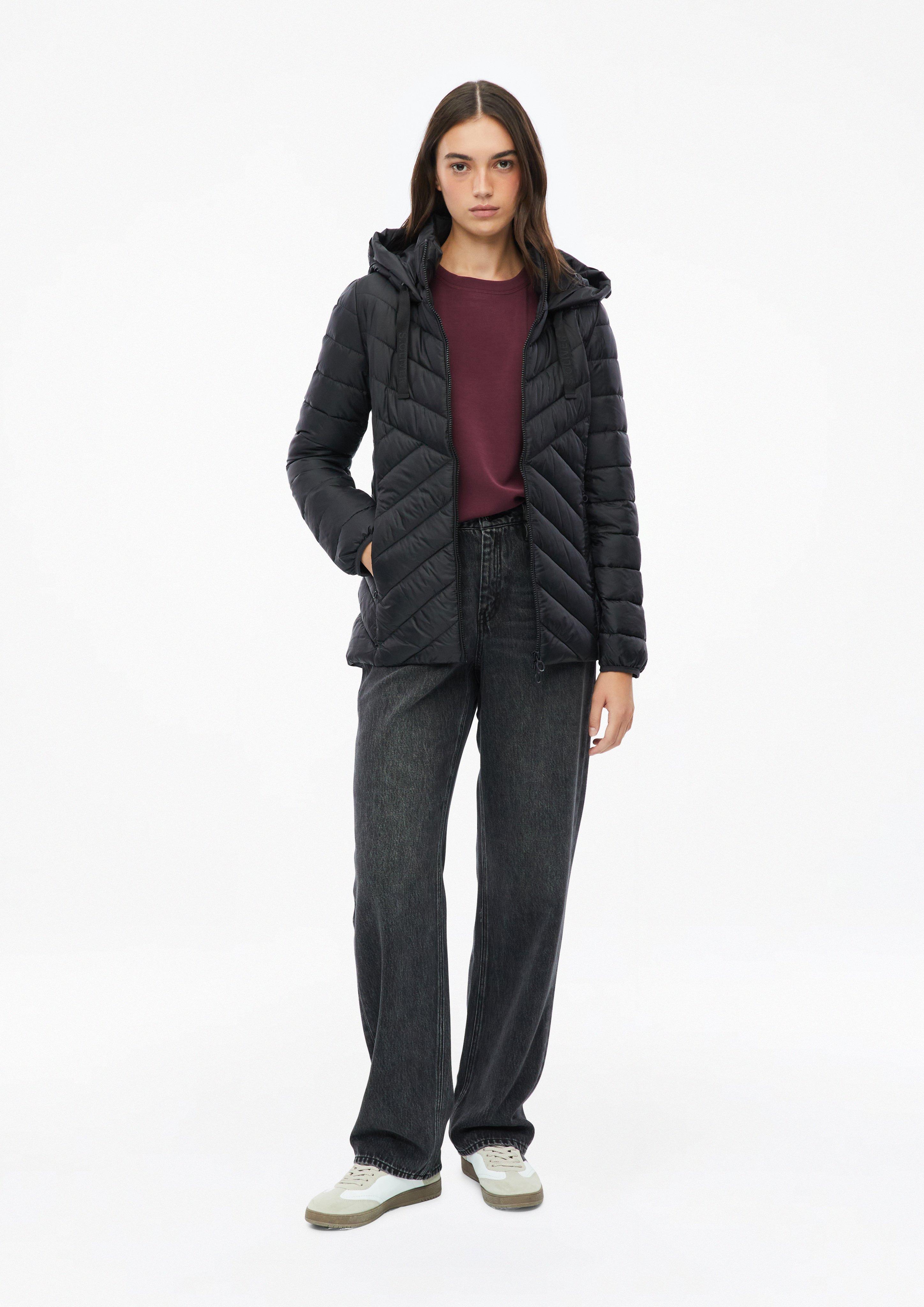 Women Lightweight Quilted Jacket with Hood in black by s.Oliver