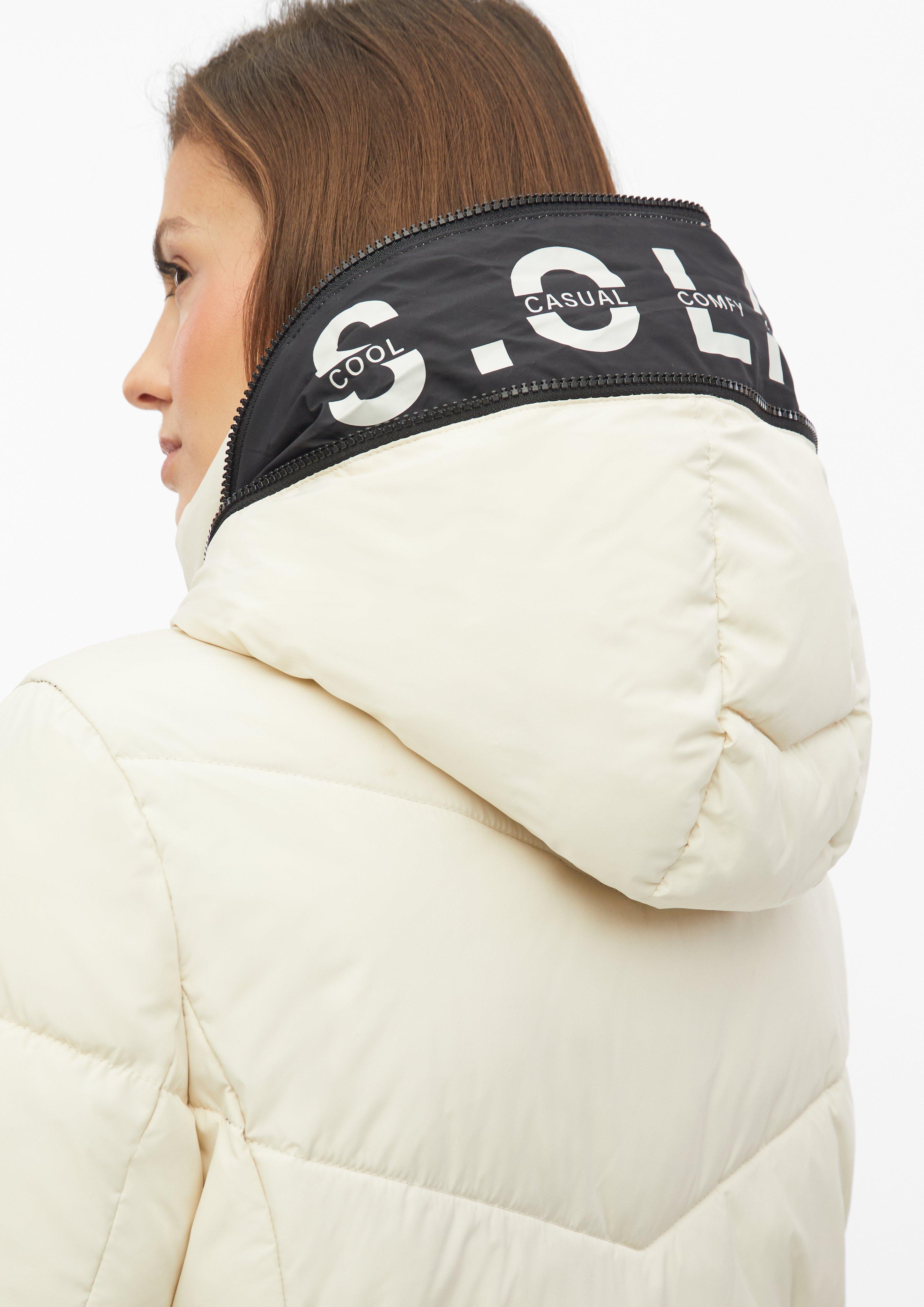 Dames Gewatteerde jas met capuchon in beige van s.Oliver