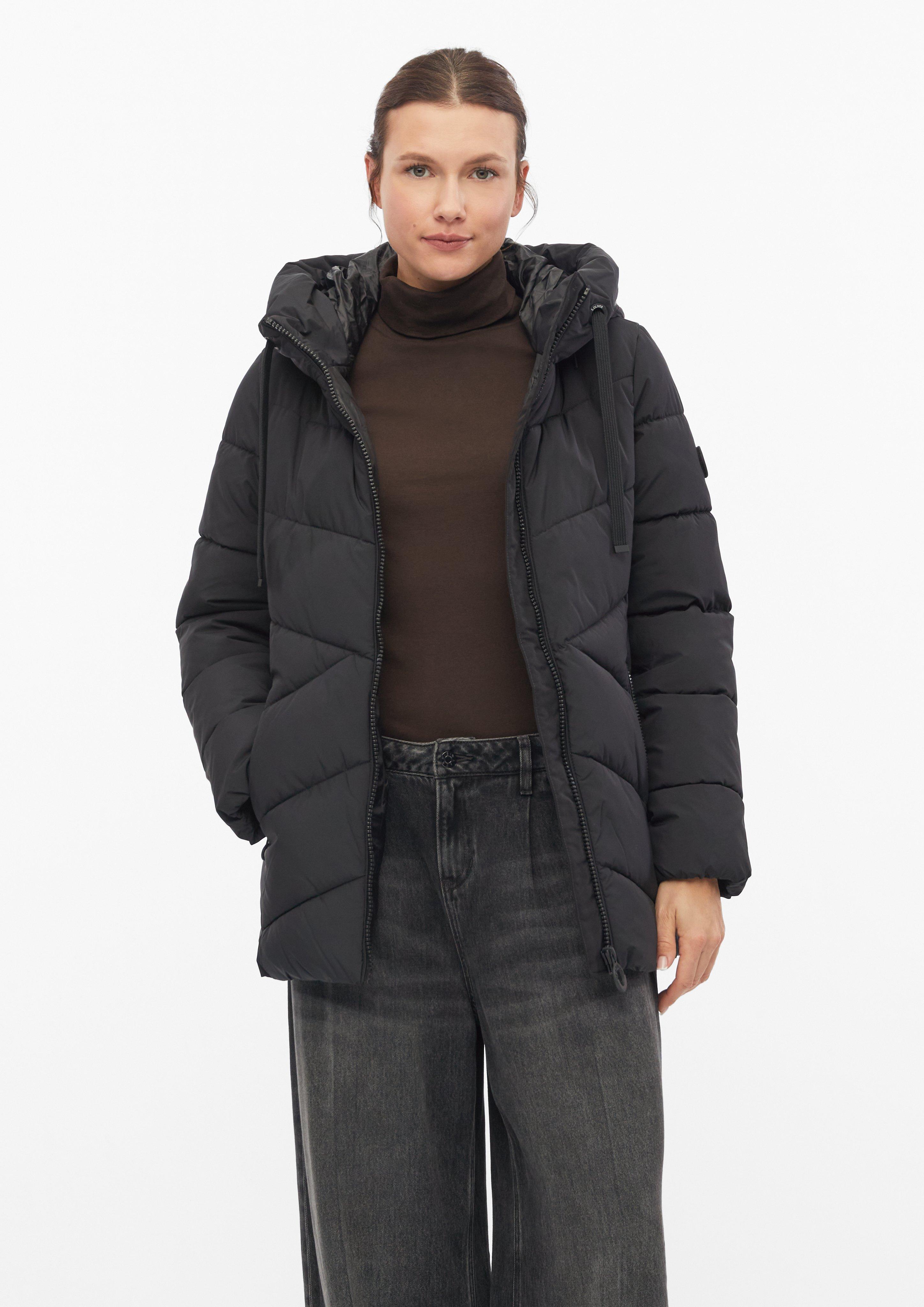 Hooded puffer jacket in black by s.Oliver