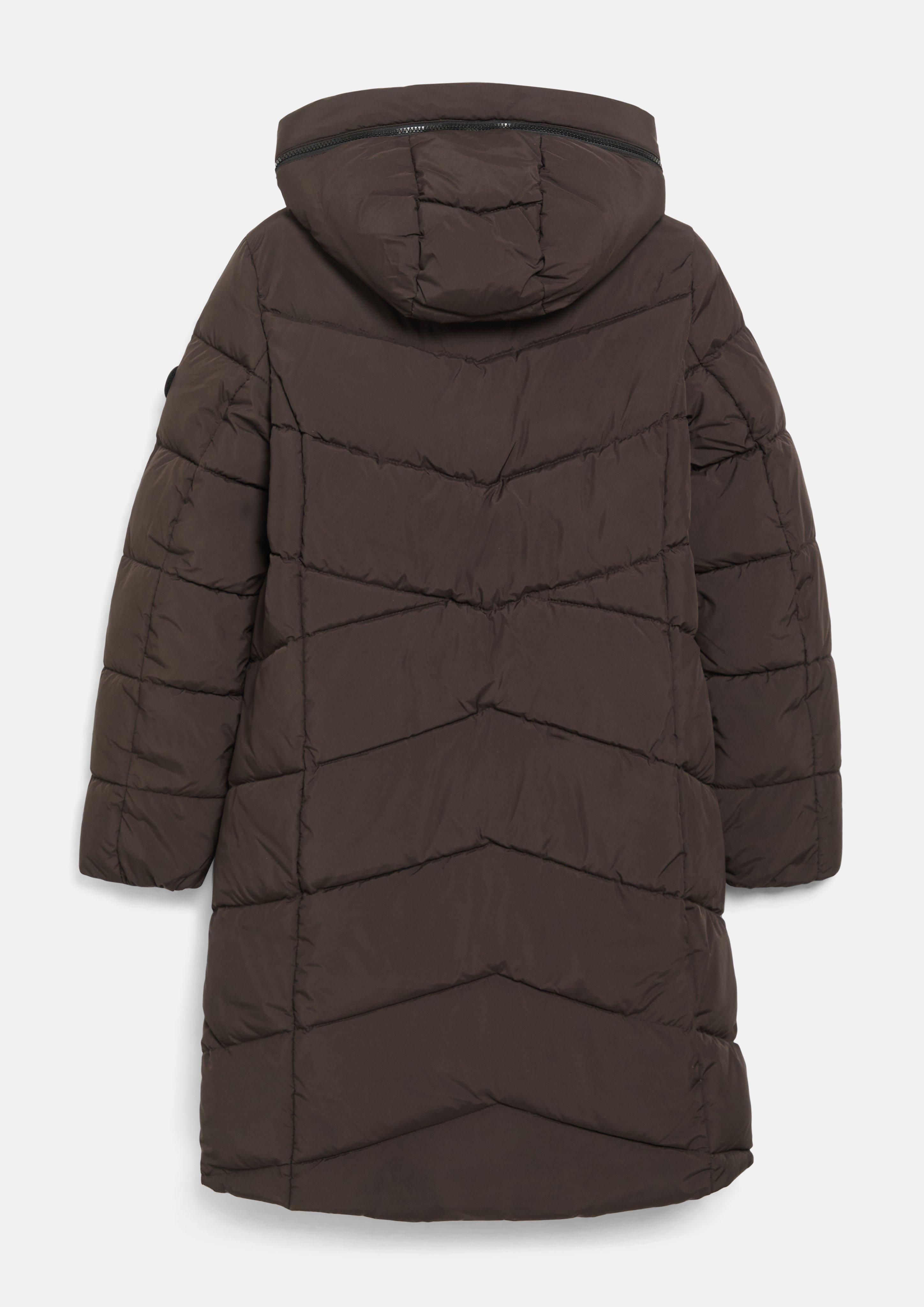 Women Puffer Coat with Hood in brown by s.Oliver
