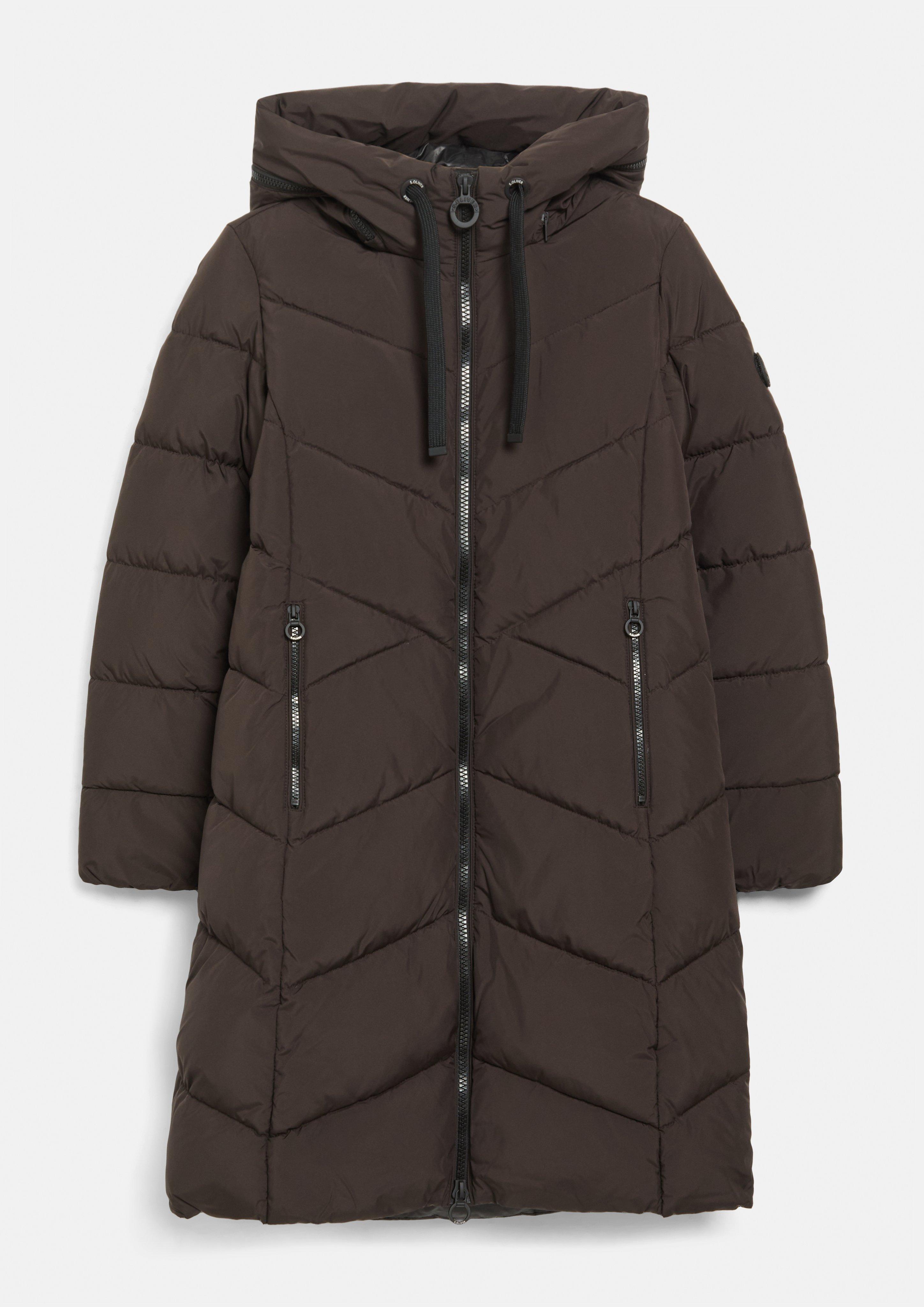 Women Puffer Coat with Hood in brown by s.Oliver