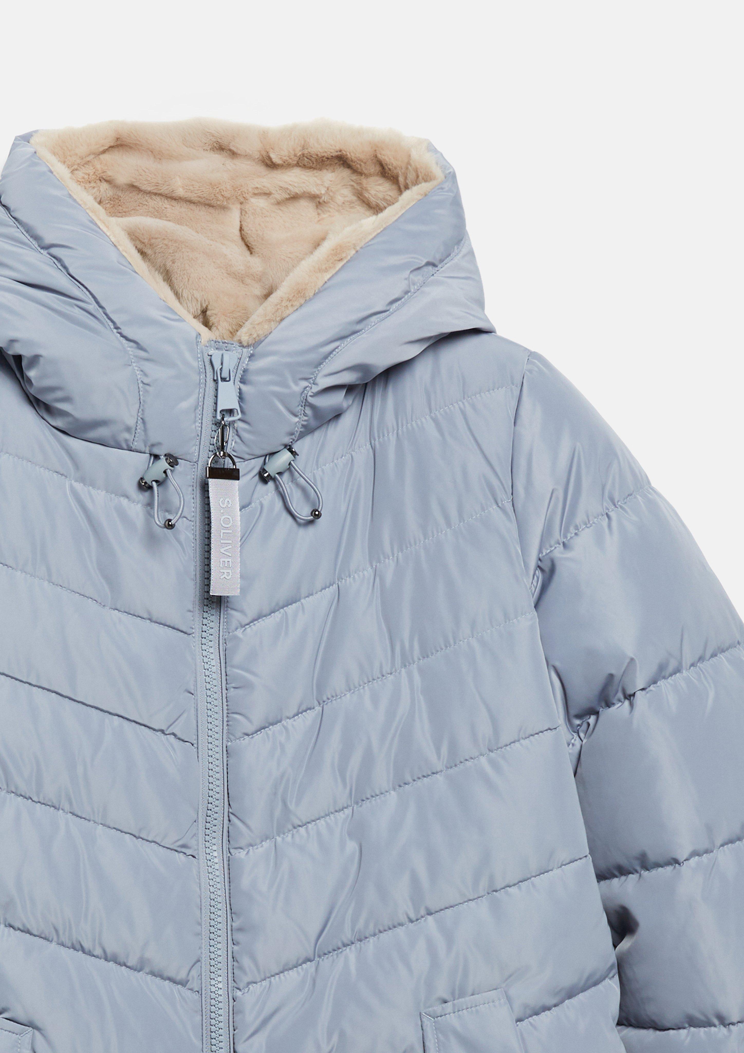 Women Puffer coat with faux fur lining in blue by s.Oliver