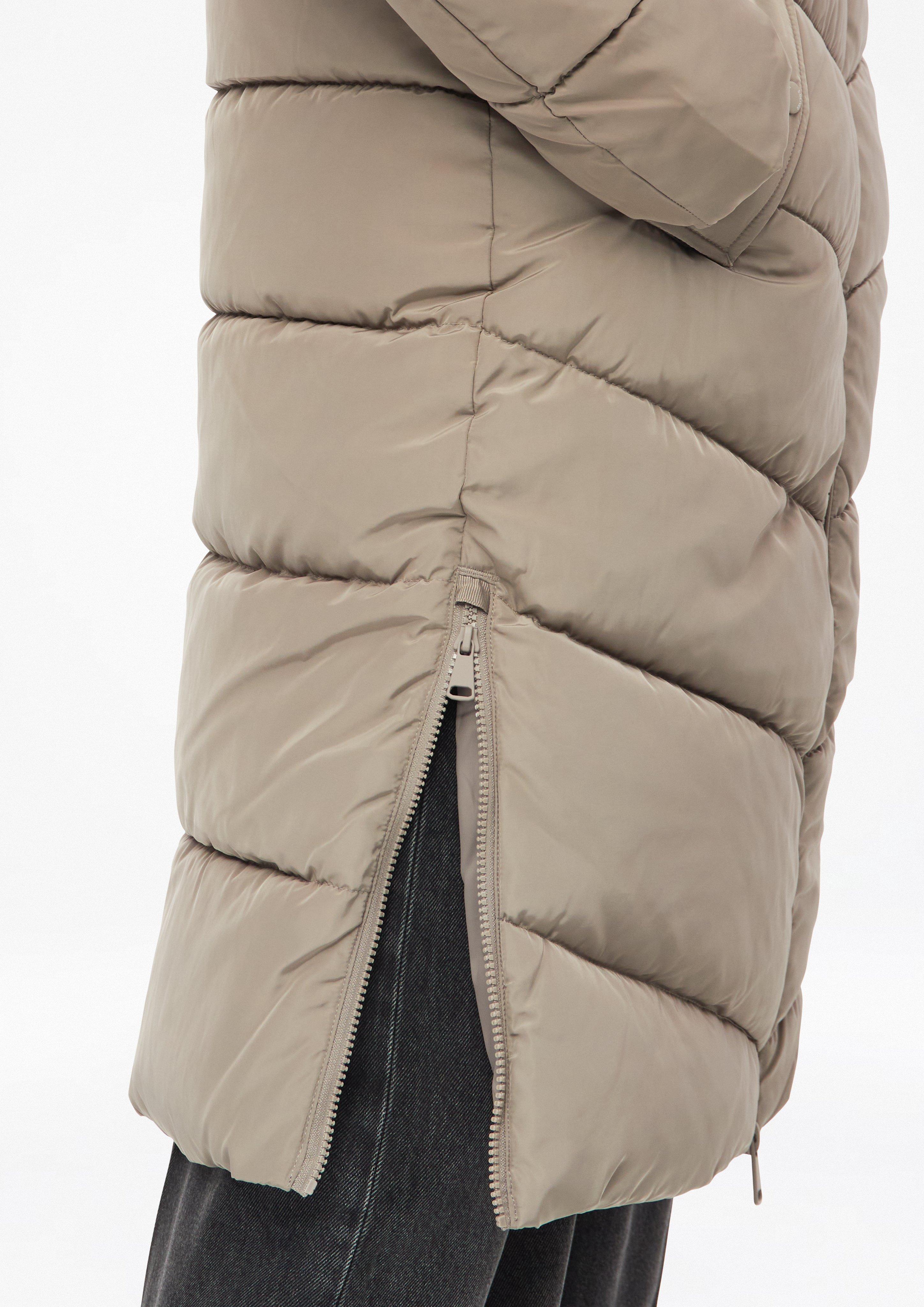 Dames Pufferjas met voering in bontlook in bruin van s.Oliver