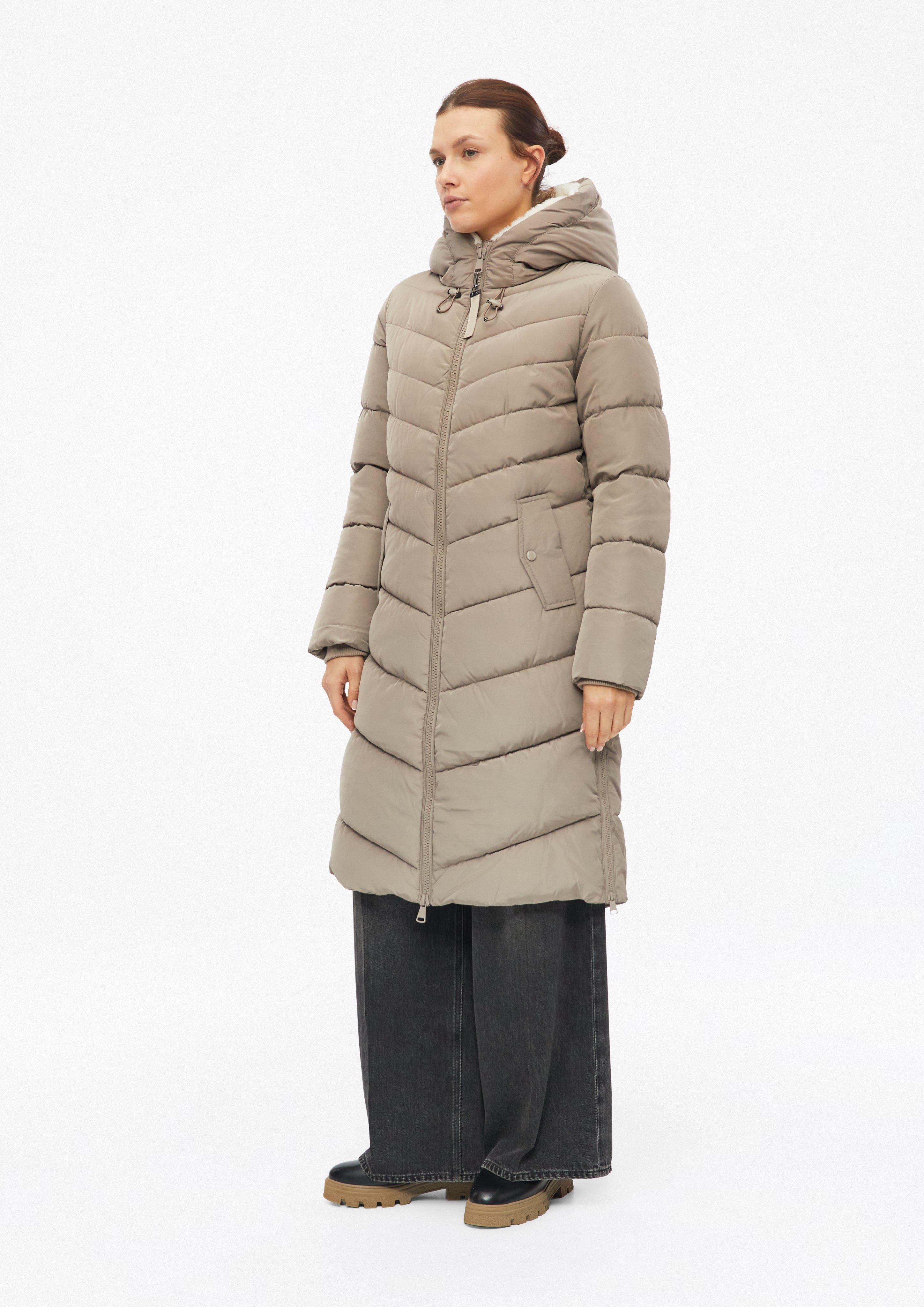 Dames Pufferjas met voering in bontlook in bruin van s.Oliver