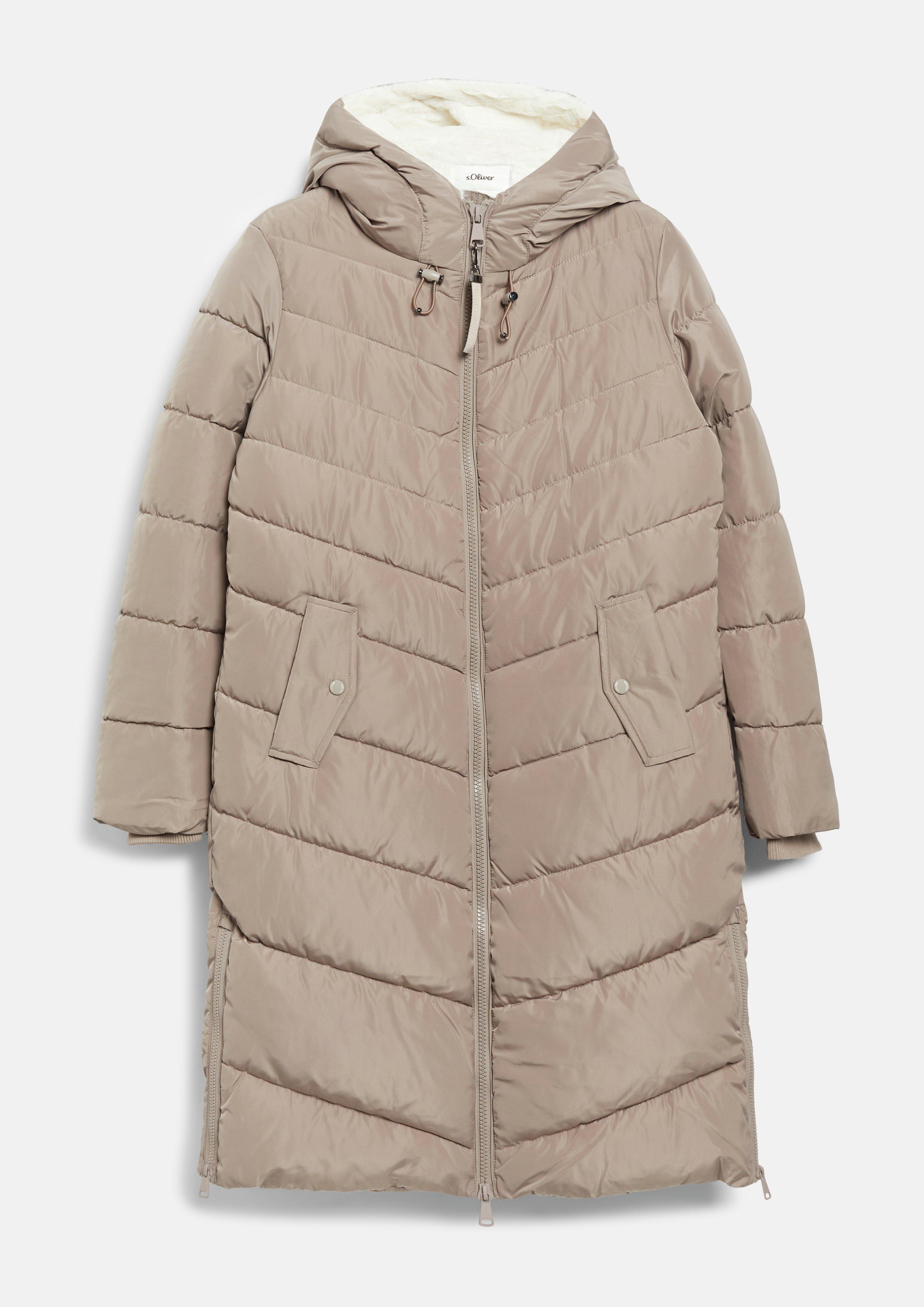 Manteau matelassé avec doublure effet fourrure en marron clair de s.Oliver