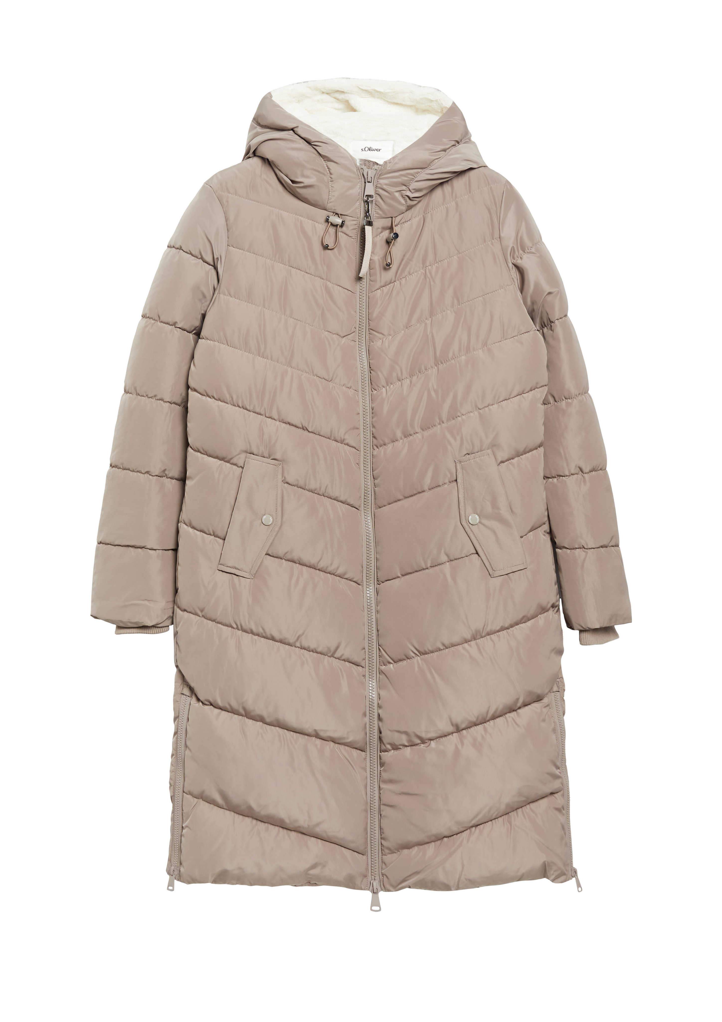 Pufferjas met voering in bontlook