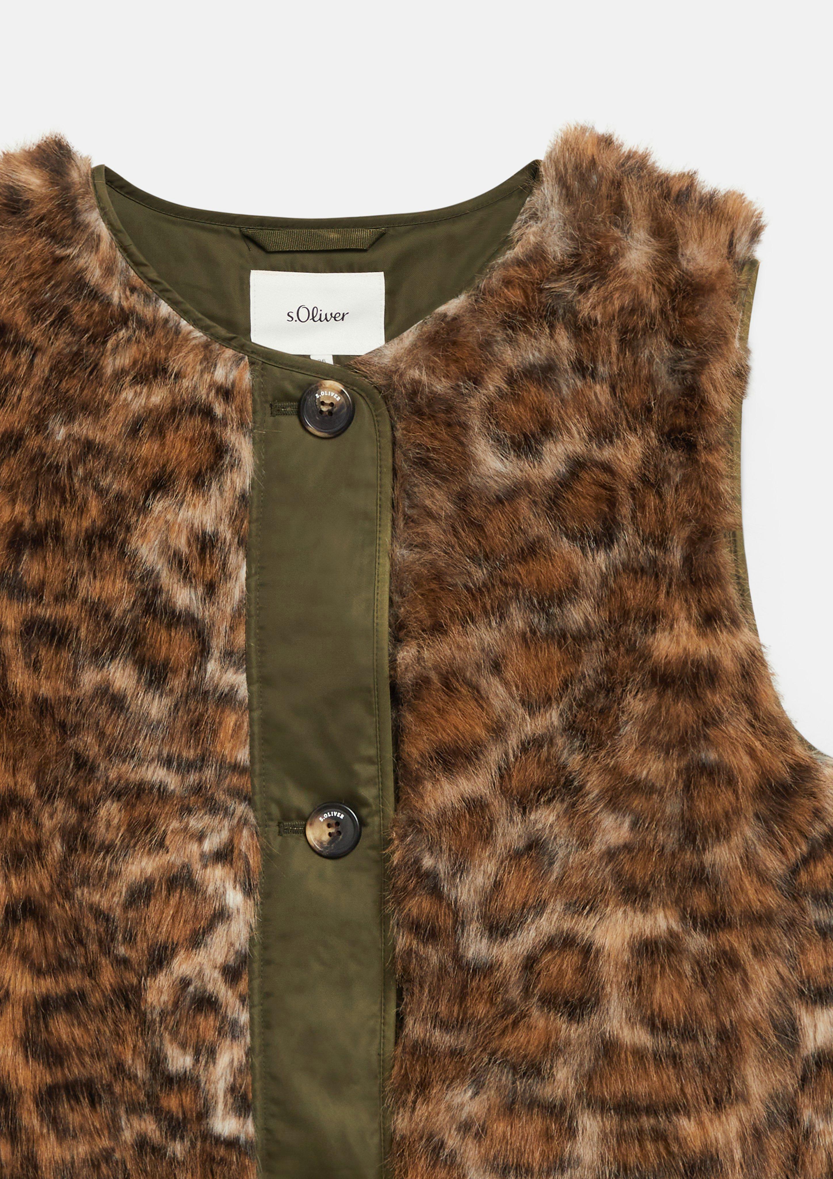 Damen Weste in Leo-Felloptik in olive von s.Oliver