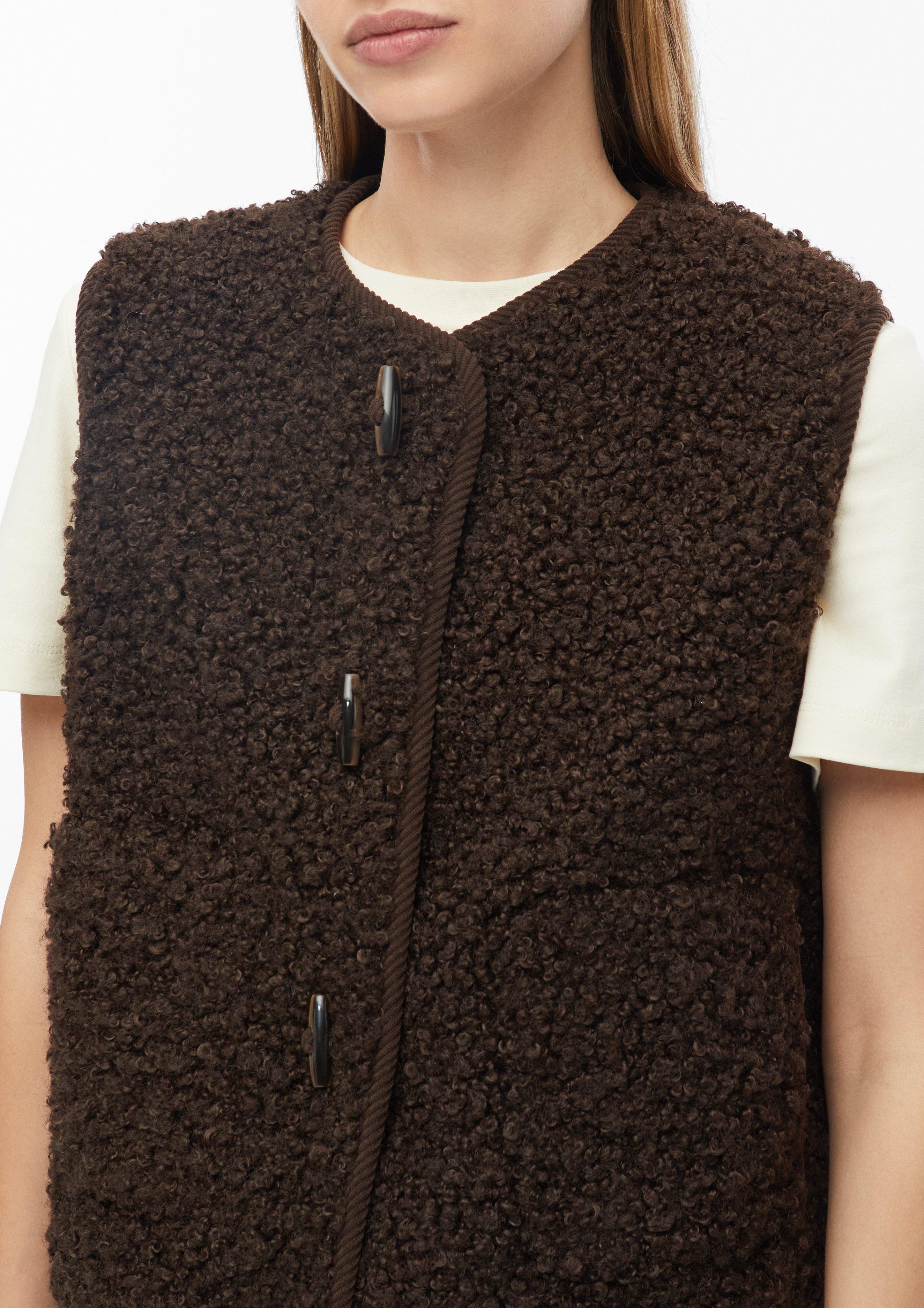 Femmes Gilet en peluche avec boutons à bascule en brun de s.Oliver