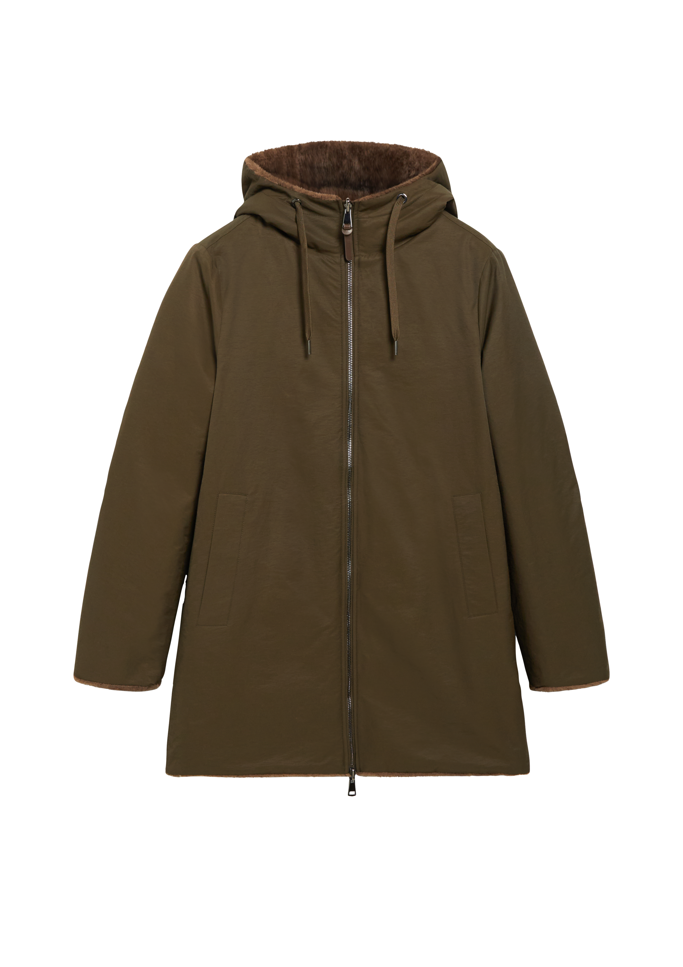 Omkeerbare parka met bontlook