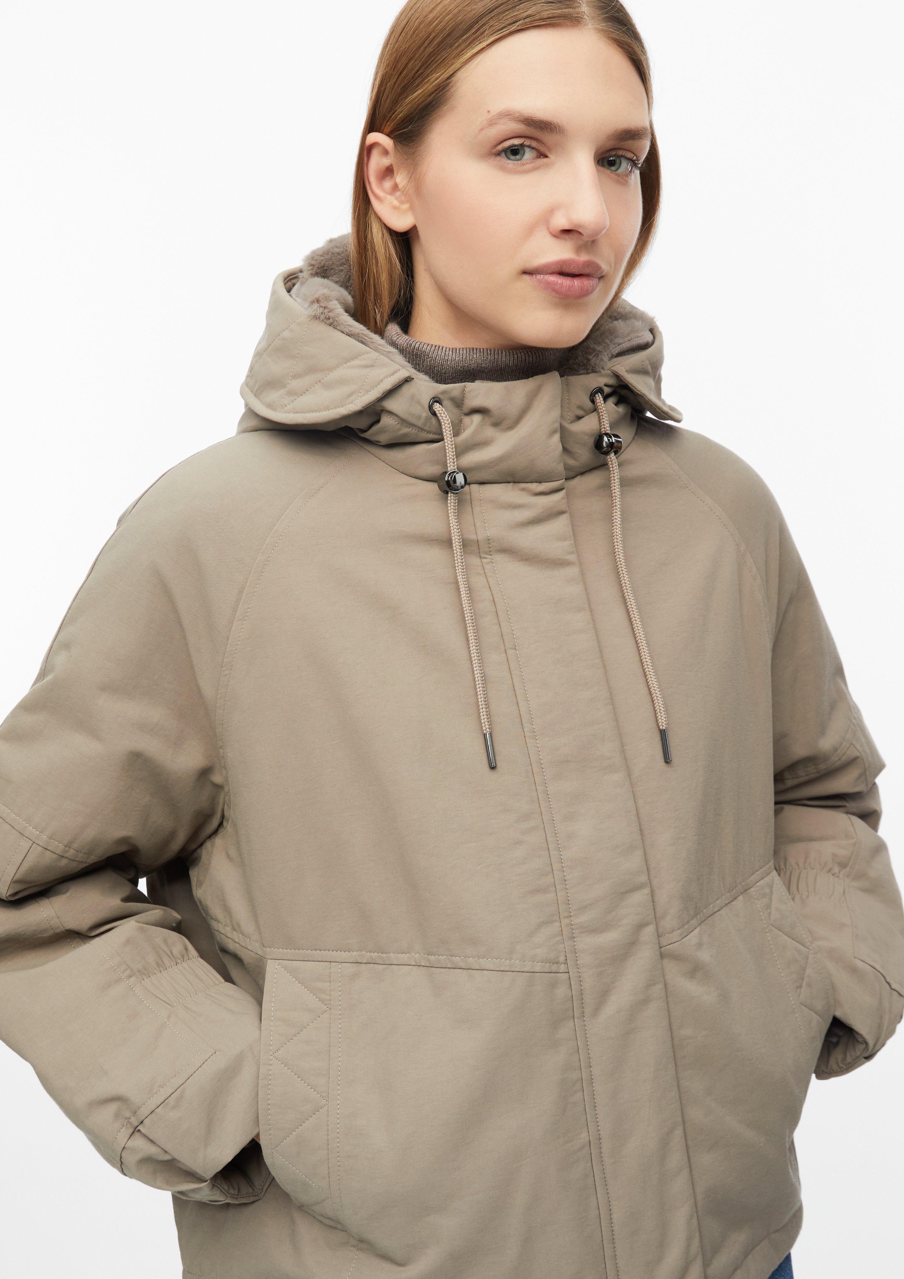 Damen Parka abnehmbarem Webpelzbesatz in beige von s.Oliver