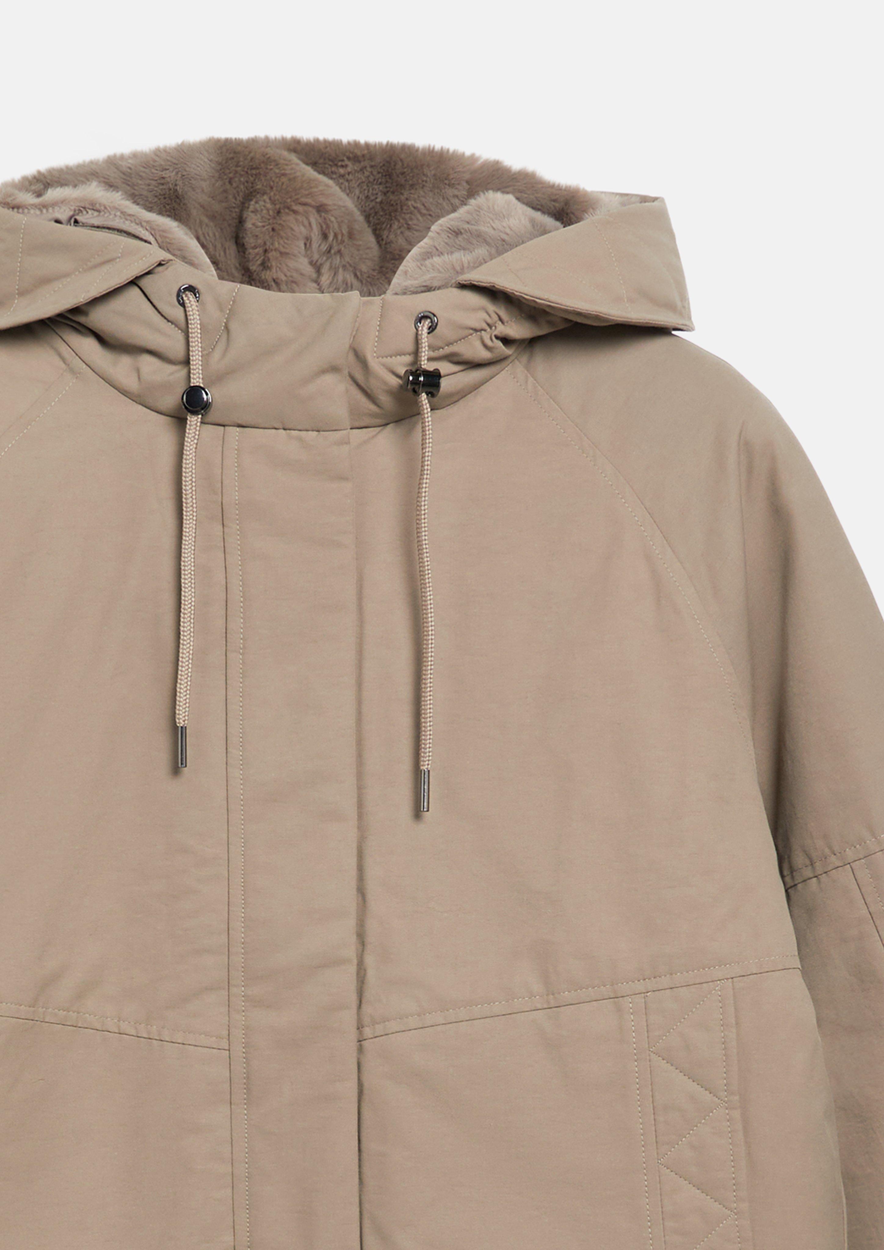 Damen Parka abnehmbarem Webpelzbesatz in beige von s.Oliver