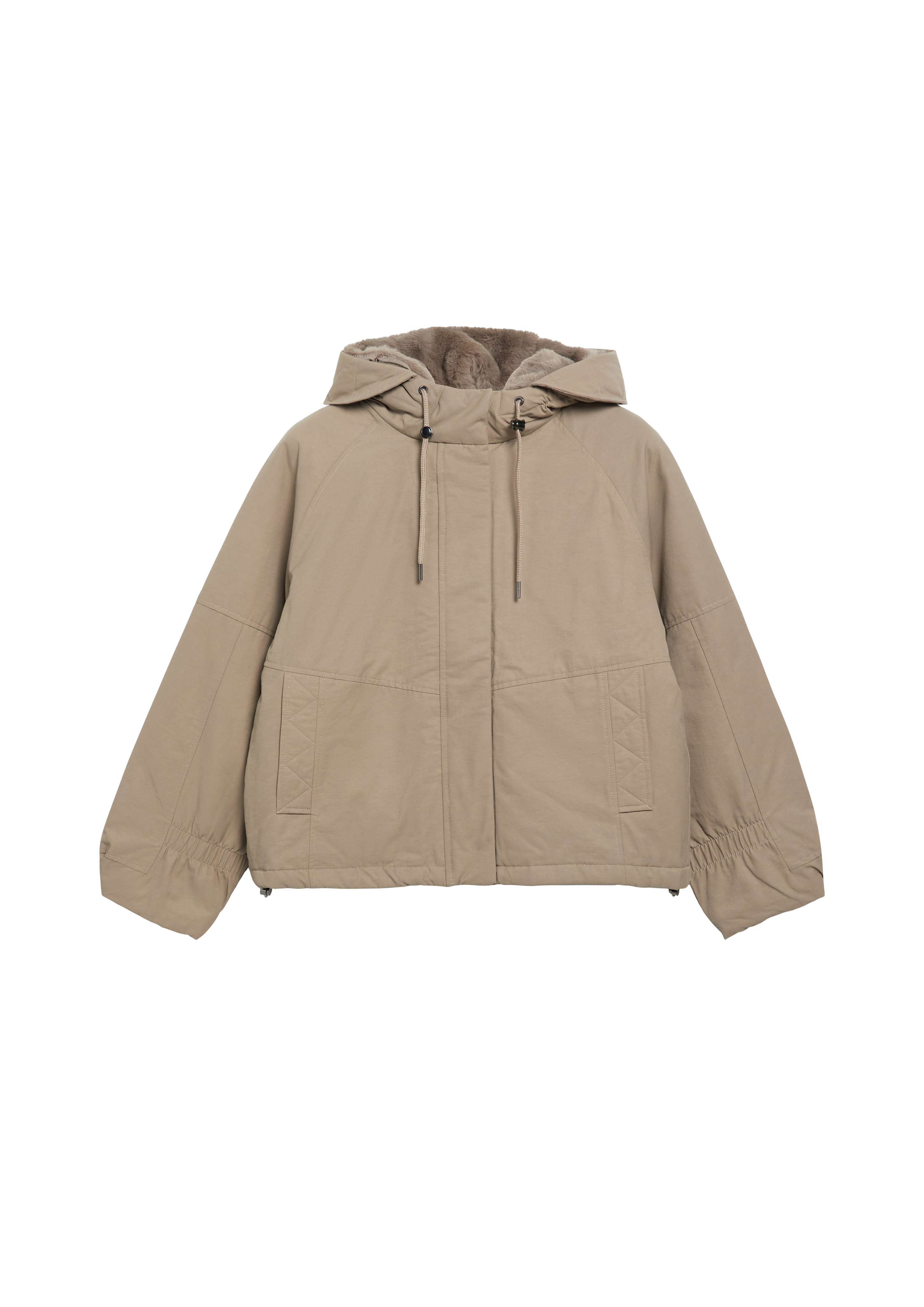 Waterafstotende parka met capuchon van imitatiebont.