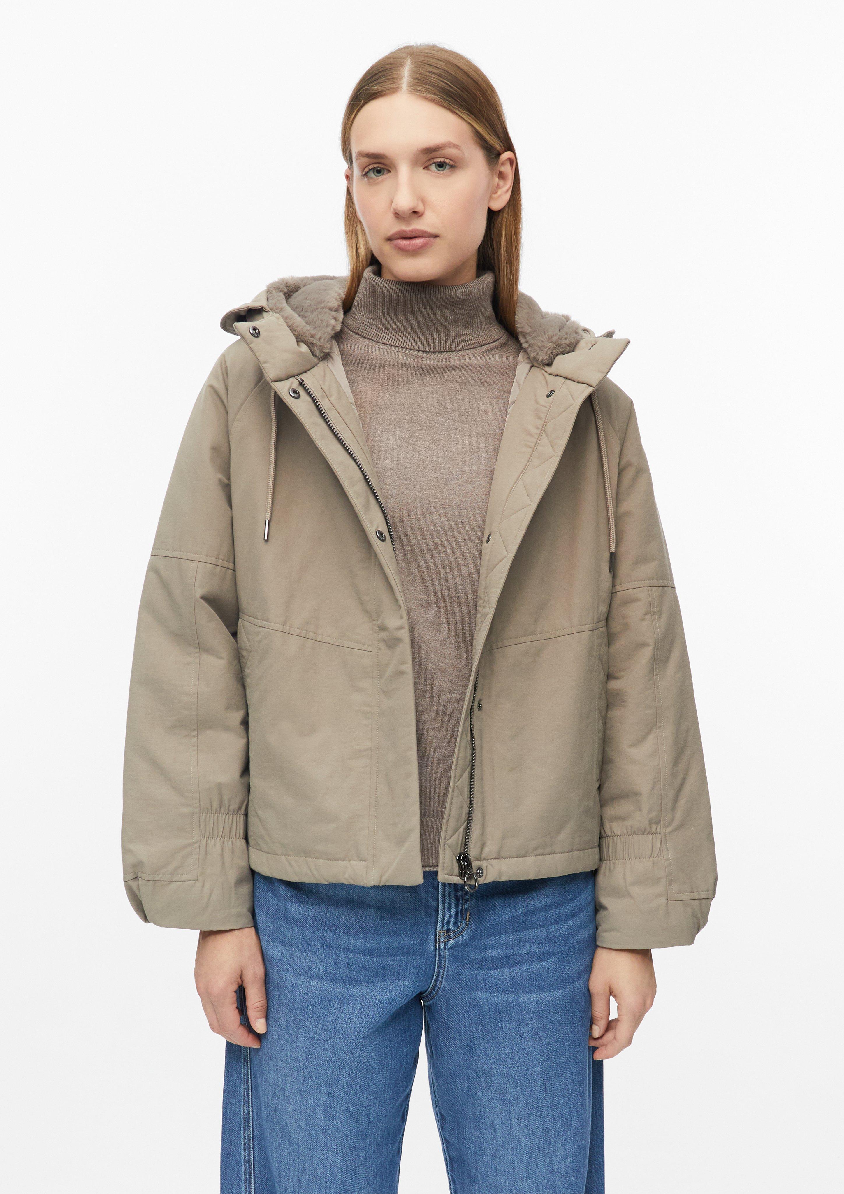 Damen Parka abnehmbarem Webpelzbesatz in beige von s.Oliver