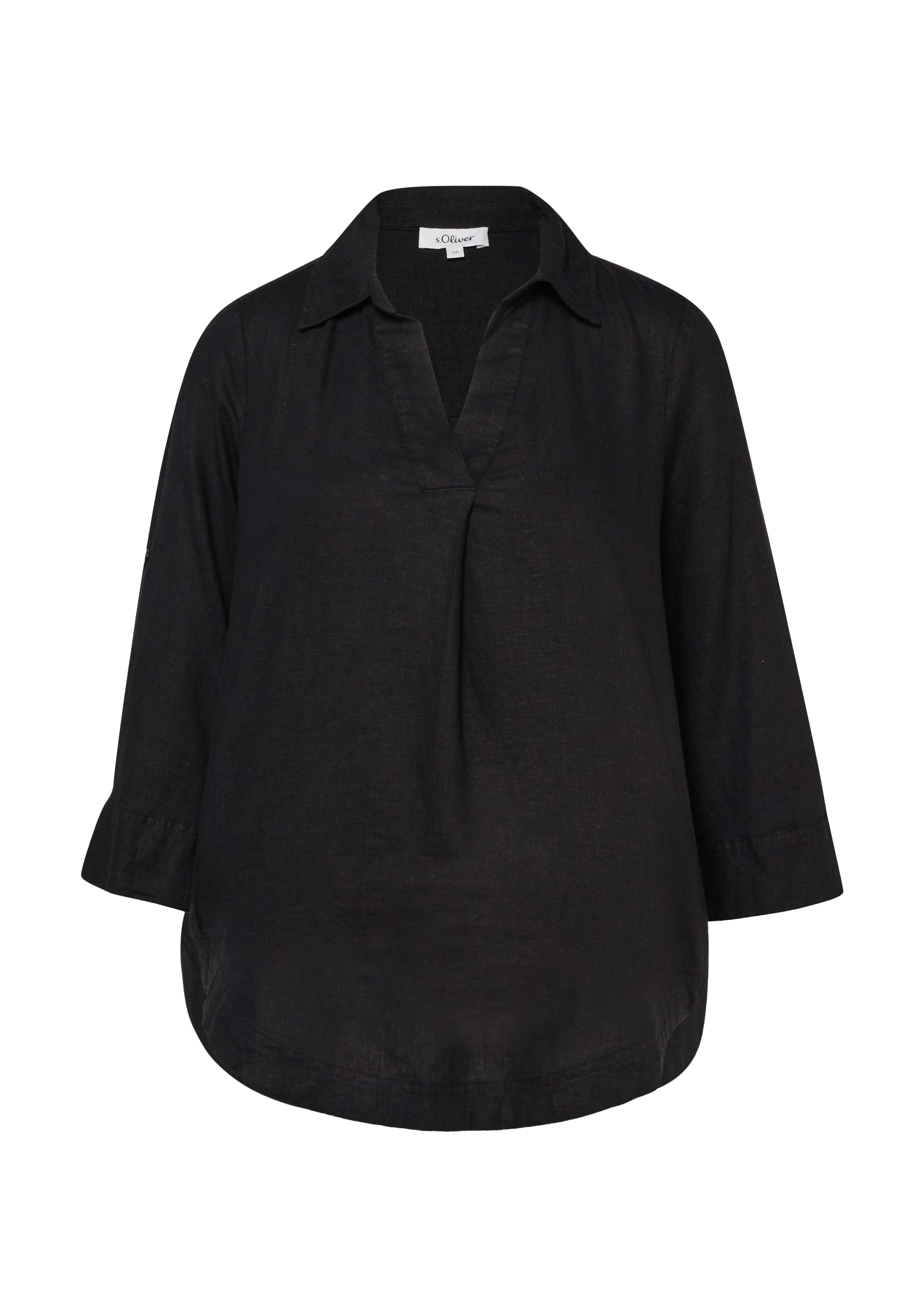 Linnen blouse met 3/4 mouwen en omslag