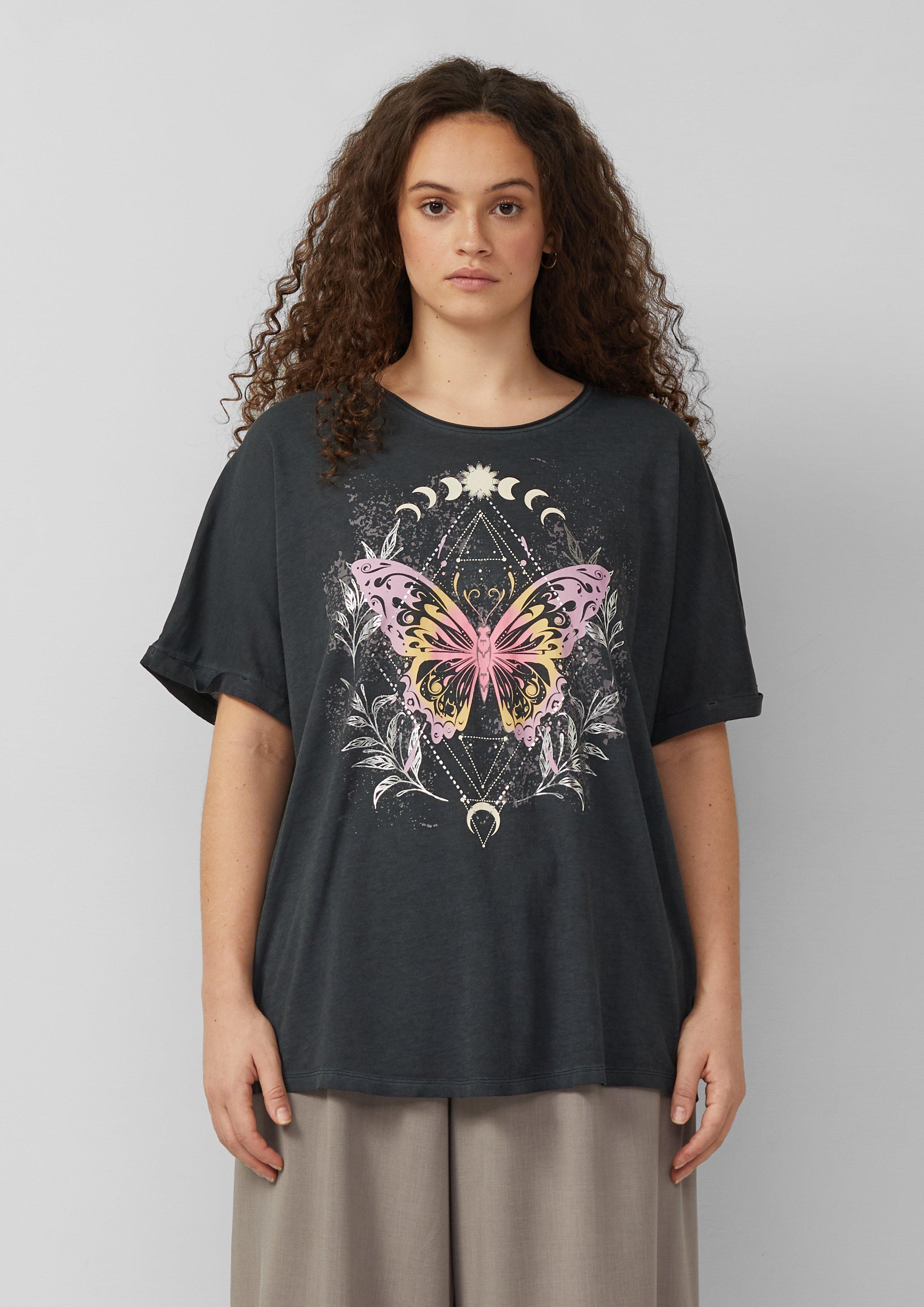 Thumbnail - T-Shirt mit Frontprint im Loose Fit und Fledermausärmeln