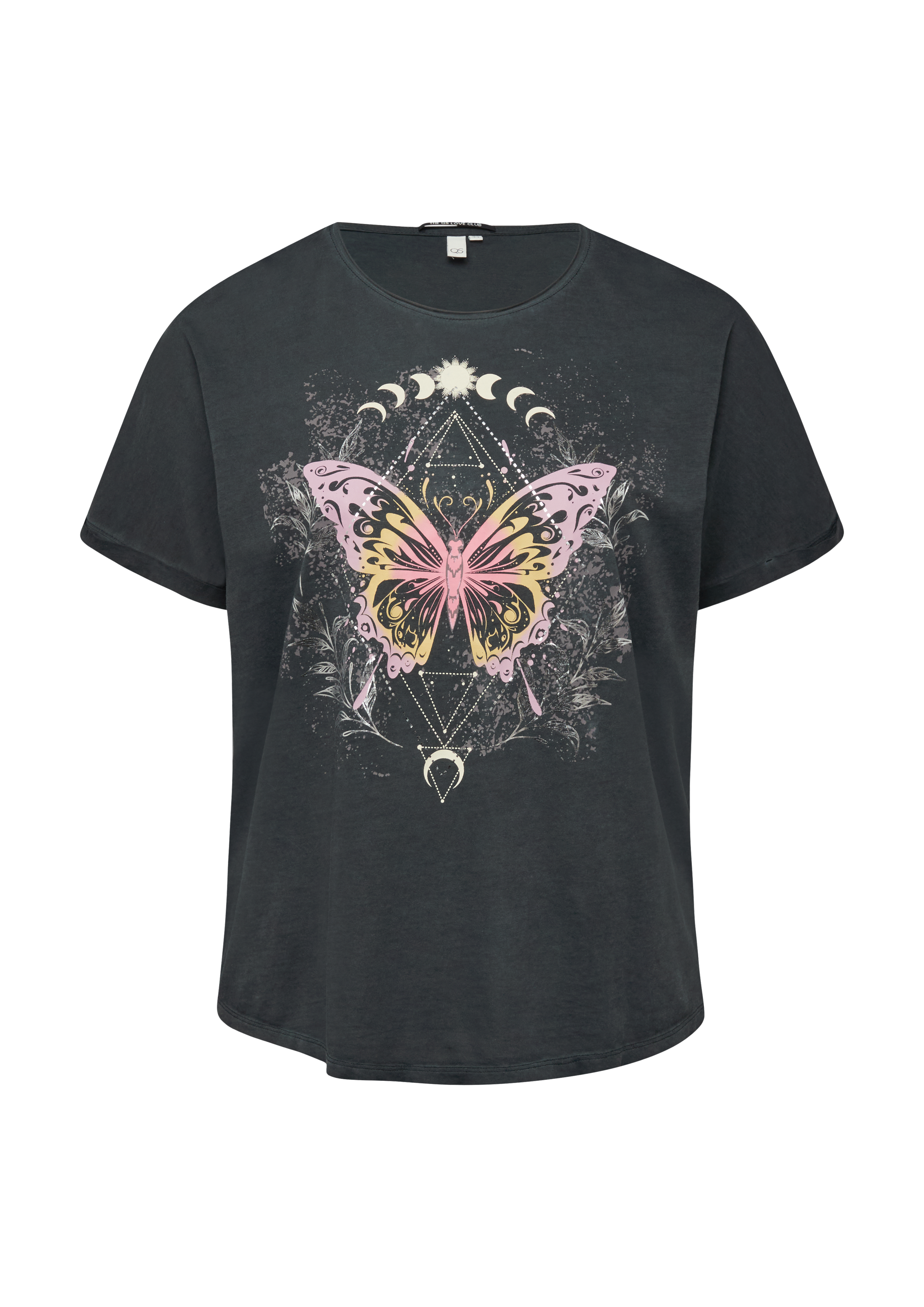 Qs T-Shirt Mit Frontprint Im Loose Fit Und Fledermausärmeln