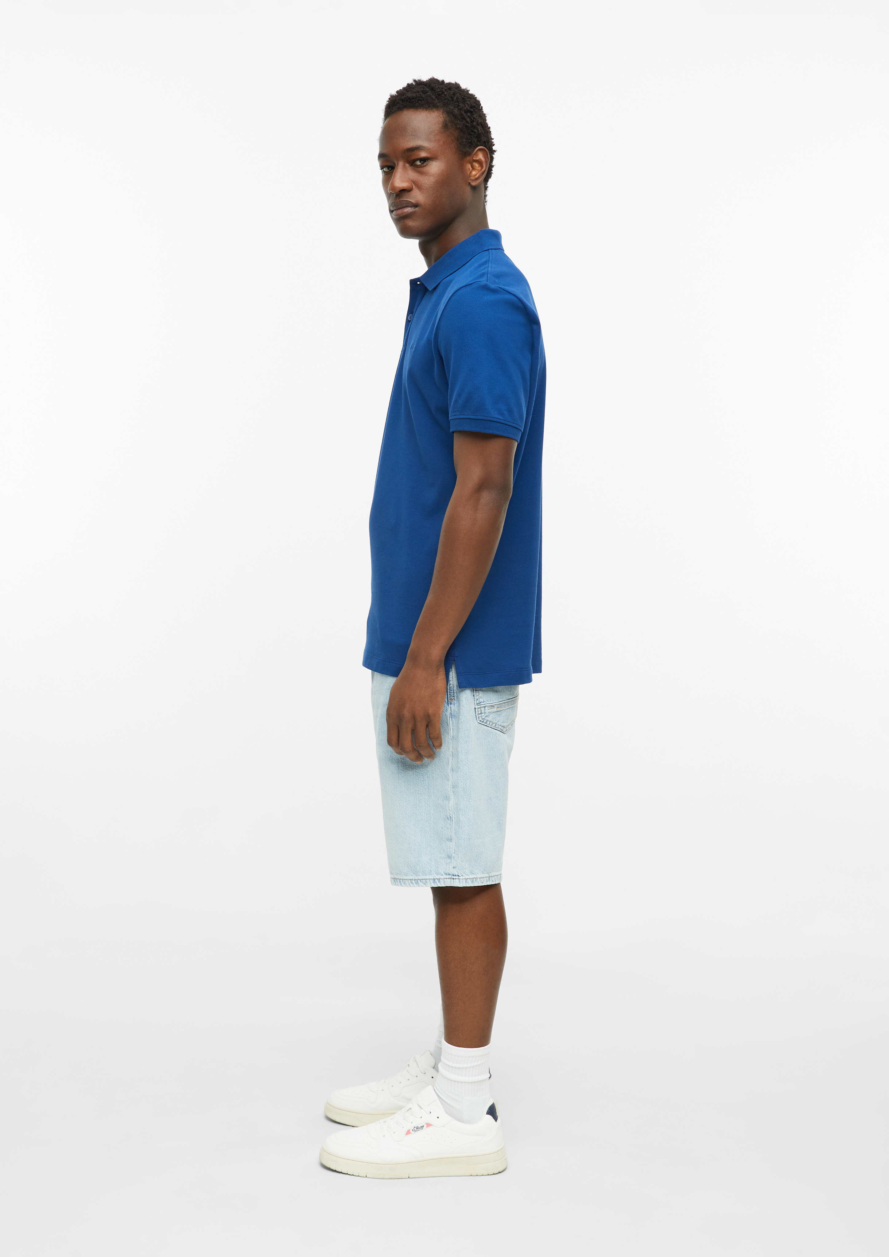 Heren Polo-Shirt in blauw van s.Oliver