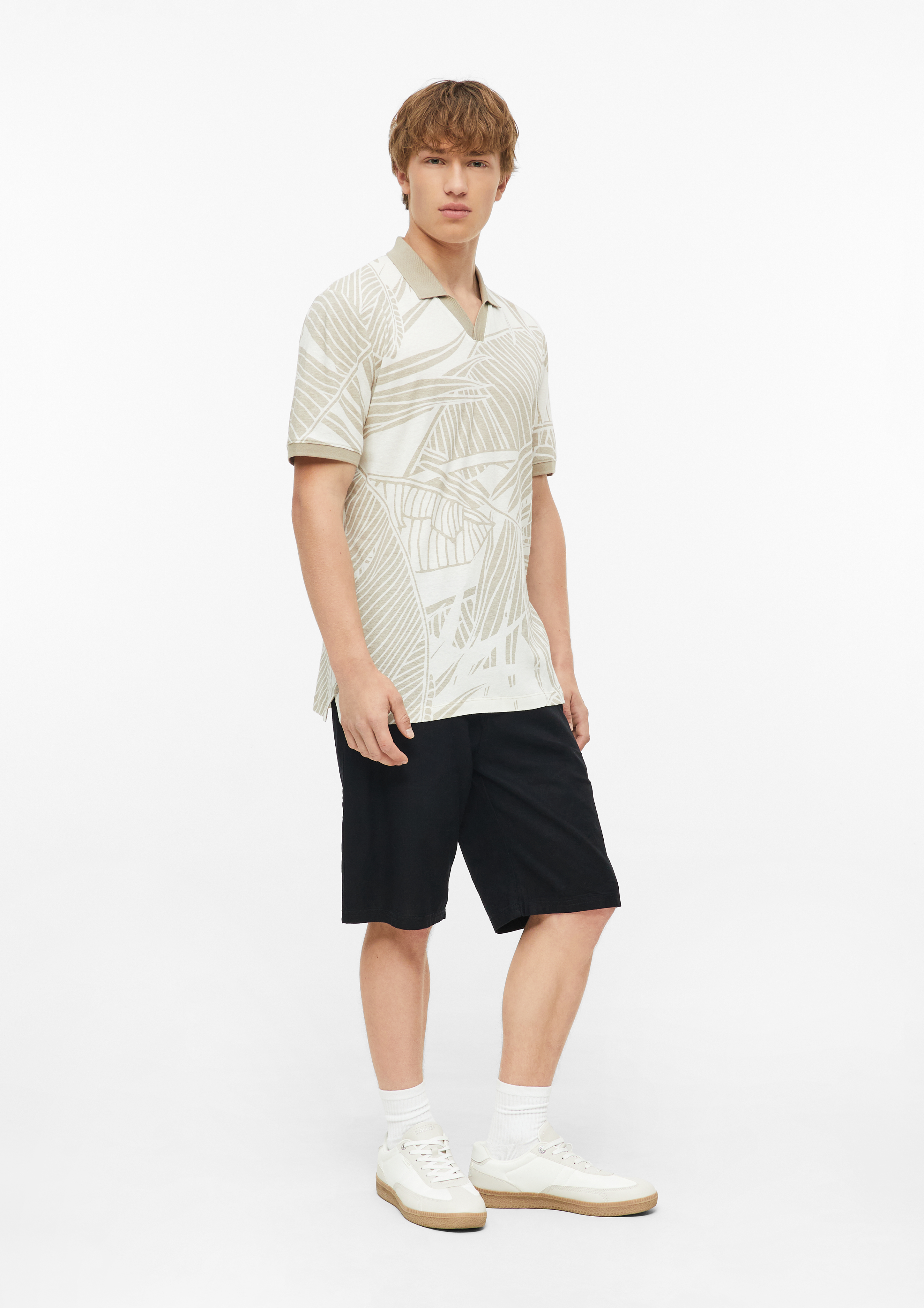 Men Polo Shirt in beige by s.Oliver