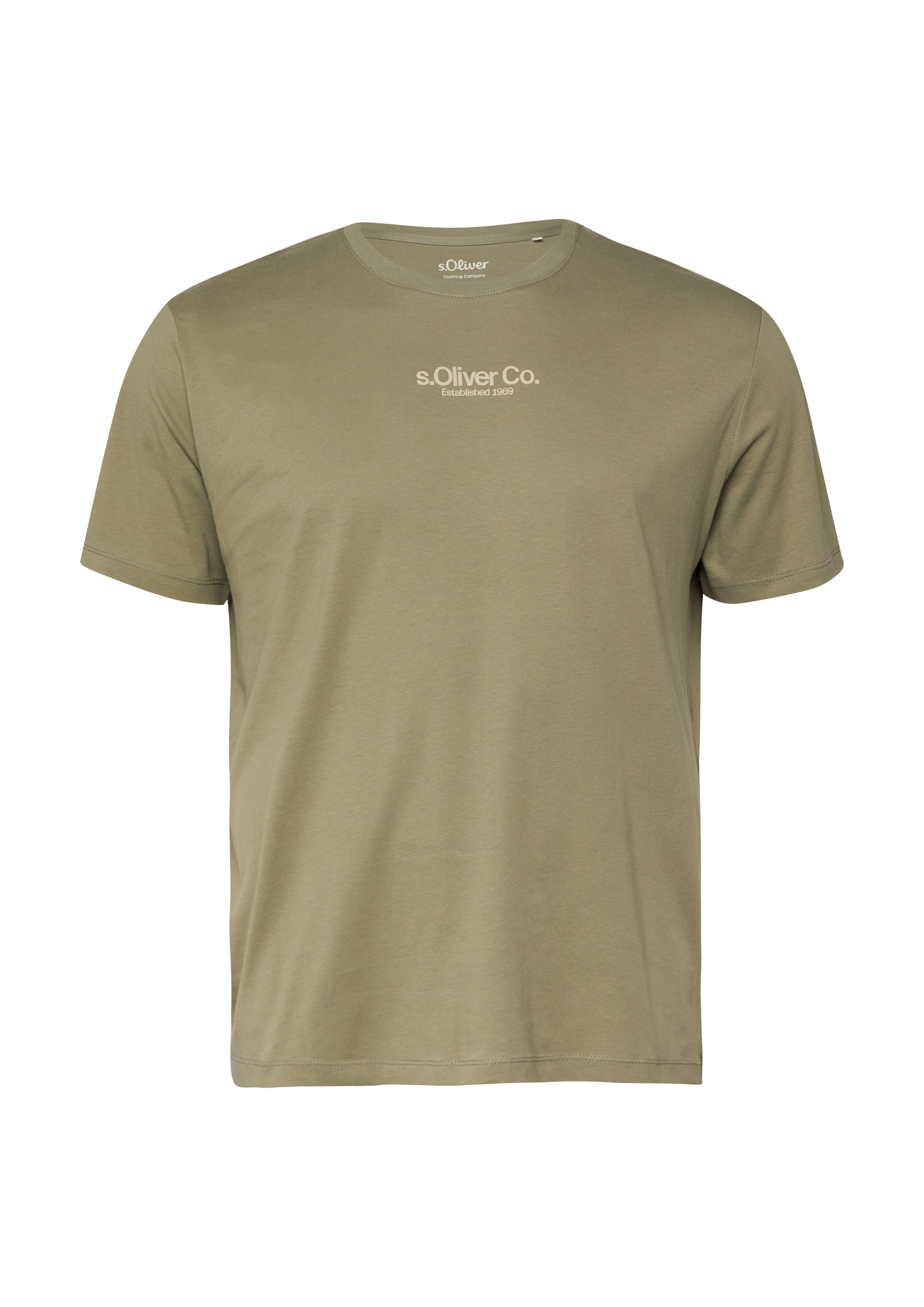 T-shirt van katoenen jersey met labelprint en ronde hals