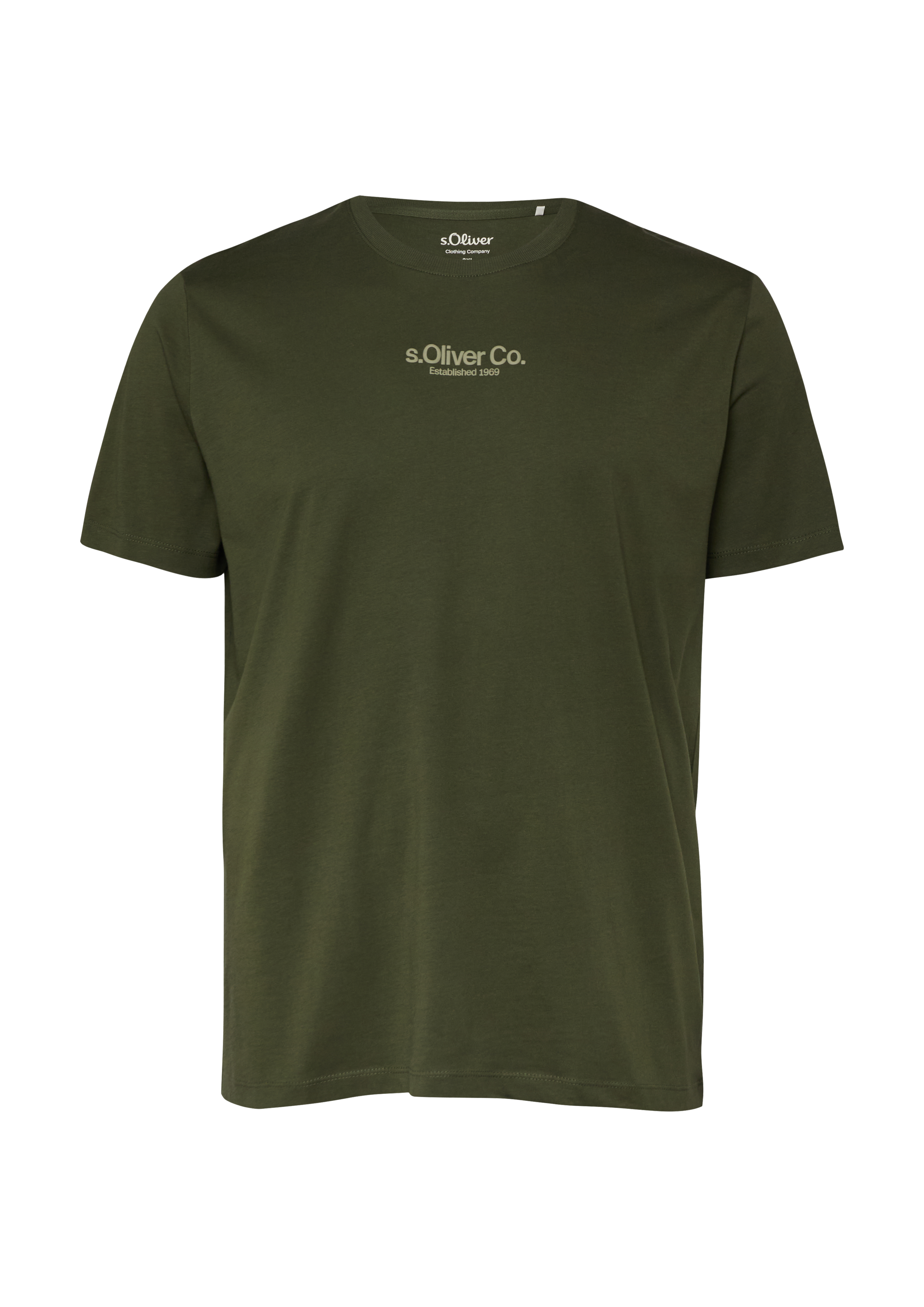 T-shirt van katoenen jersey met labelprint en ronde hals