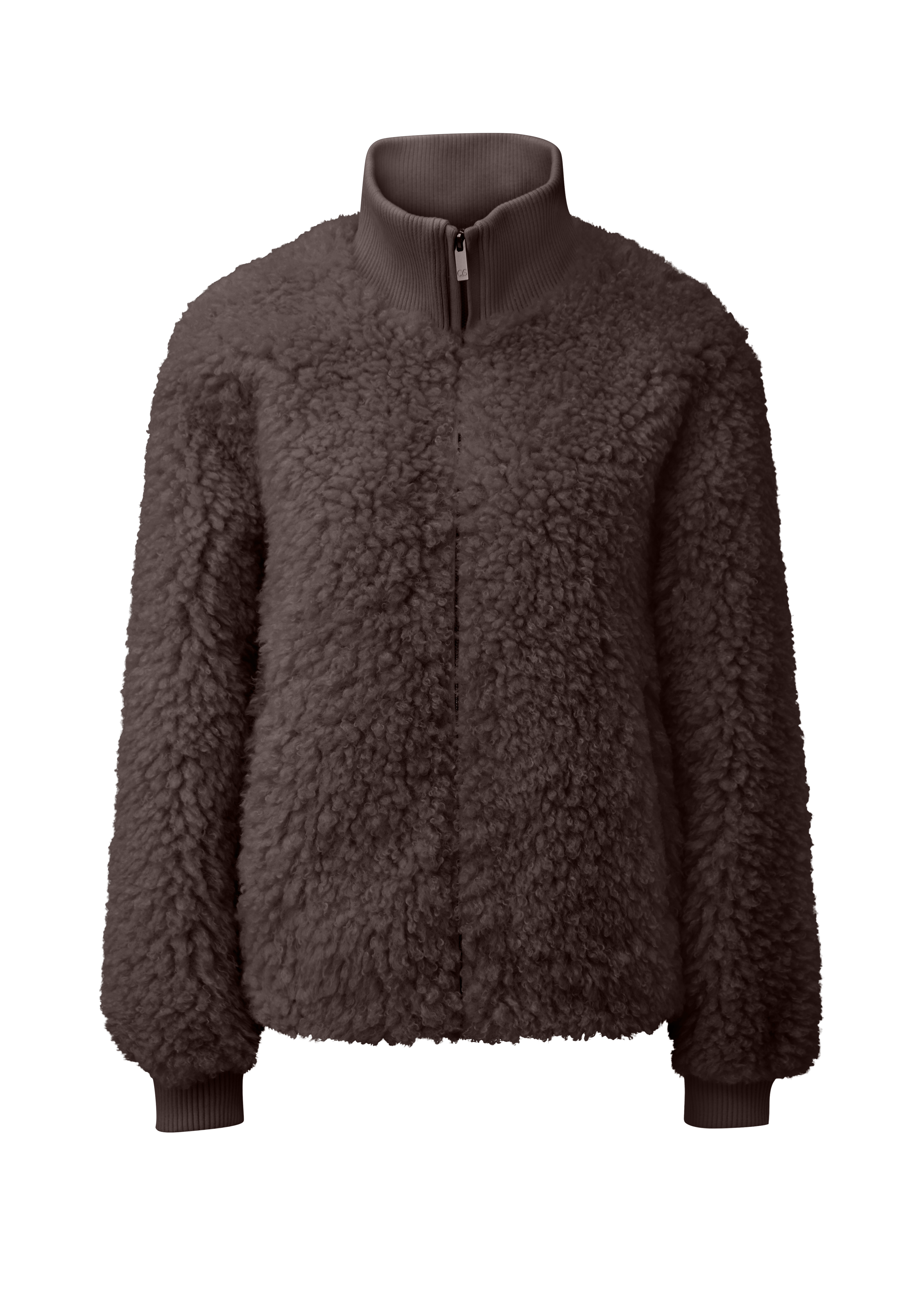 Jas met bontlook en gebreide kraag